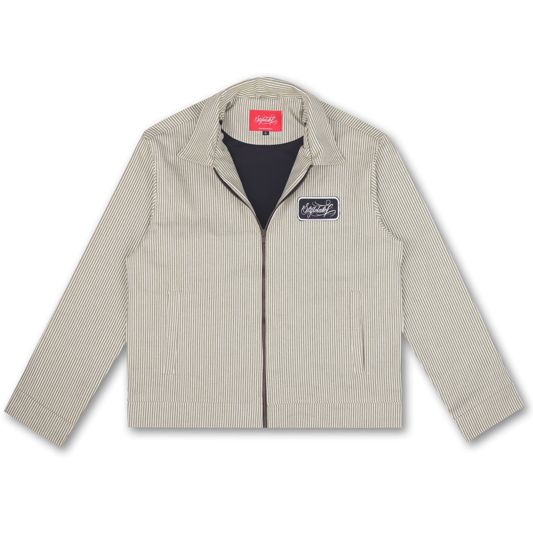 Styl-O Label Hickory Stripe Work Jacket (Green)