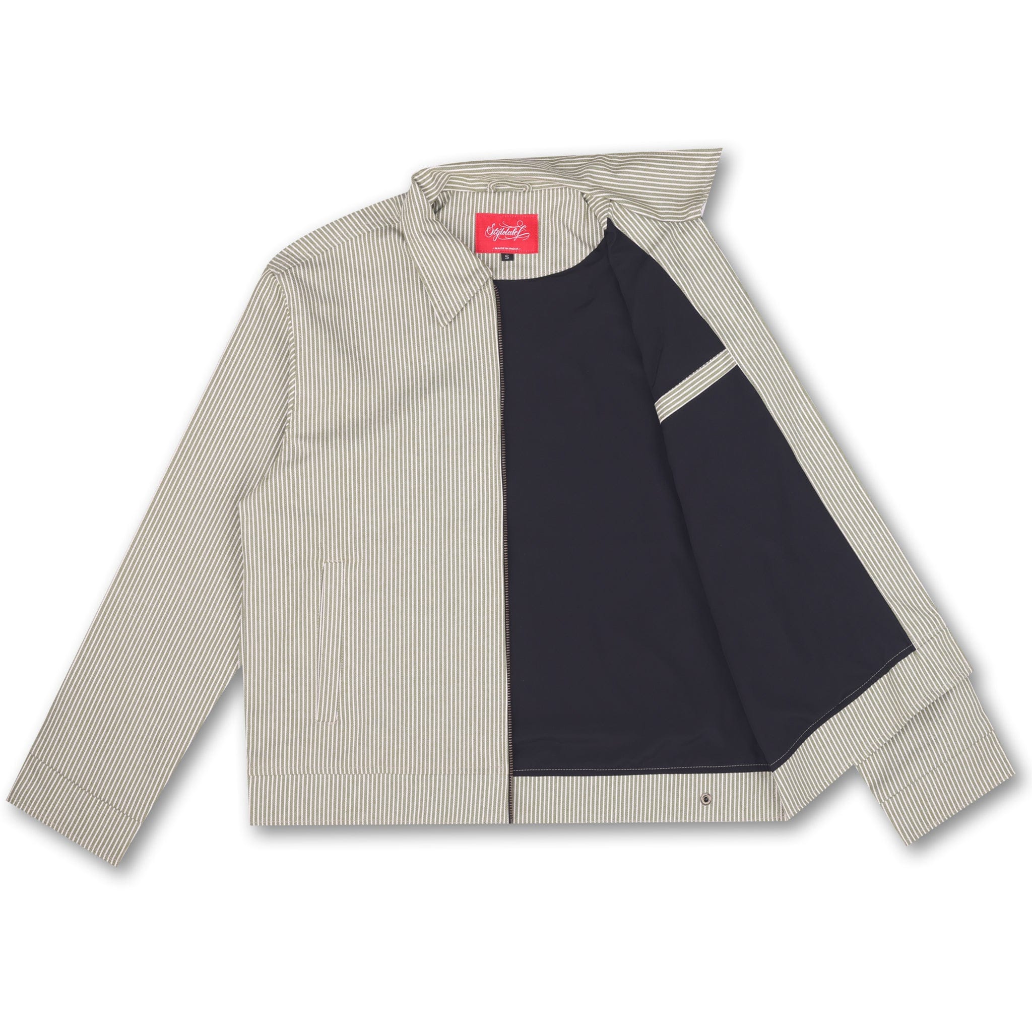 Styl-O Label Hickory Stripe Work Jacket (Green)