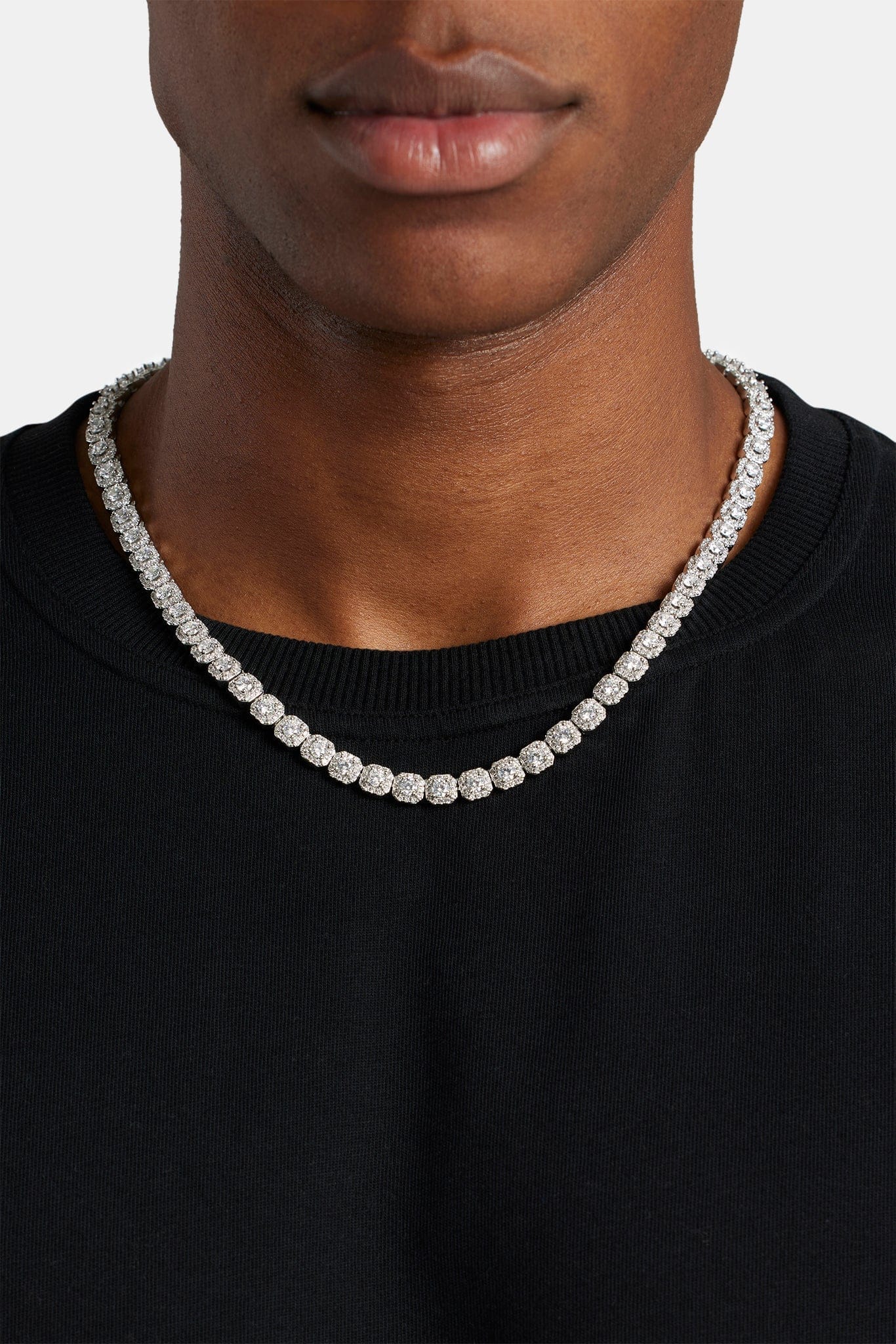 Cernucci Clustered Tennis Chain - 7 mm - White