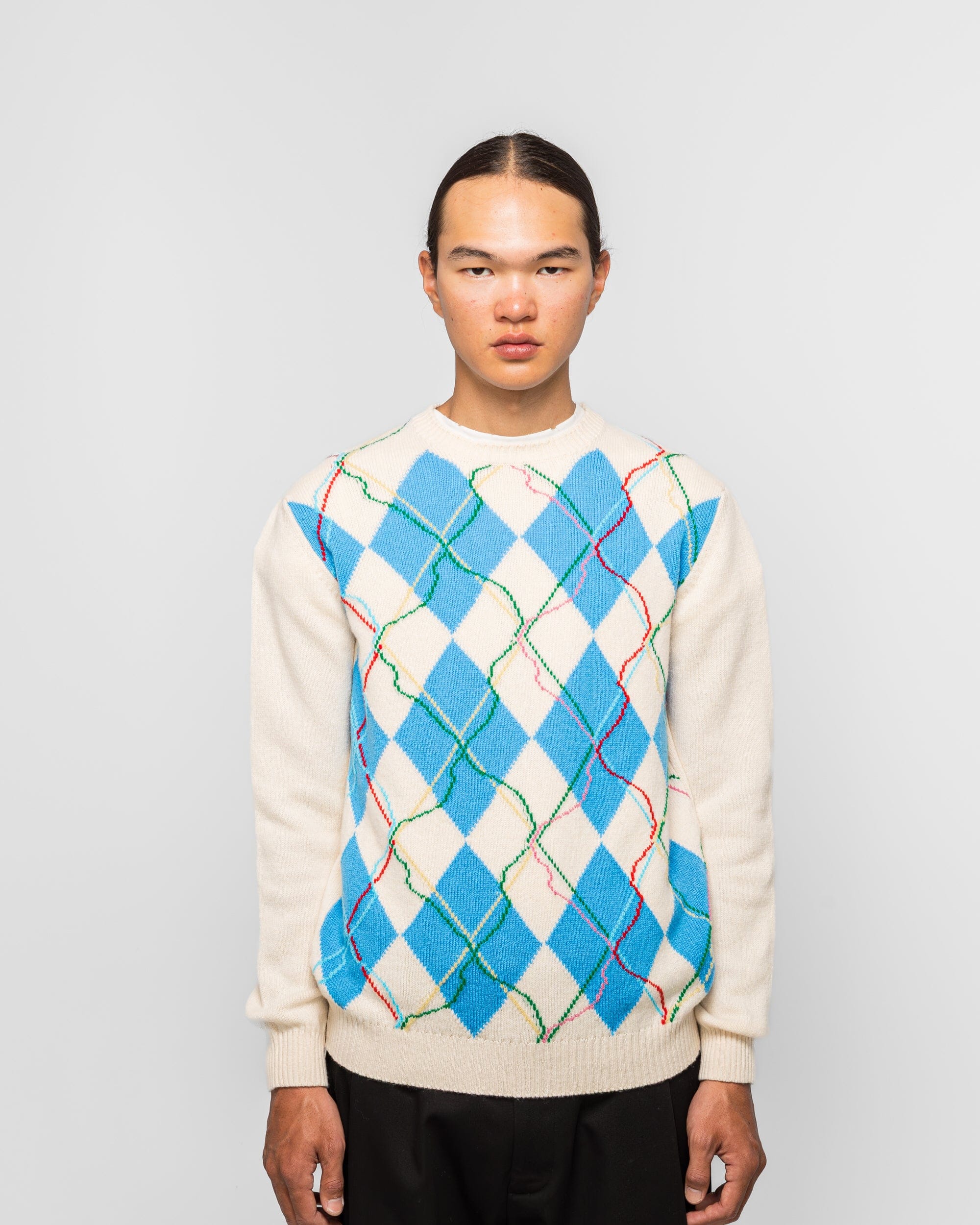 Dudley Coppice Wild Garden Argyle Knitted Jumper - White