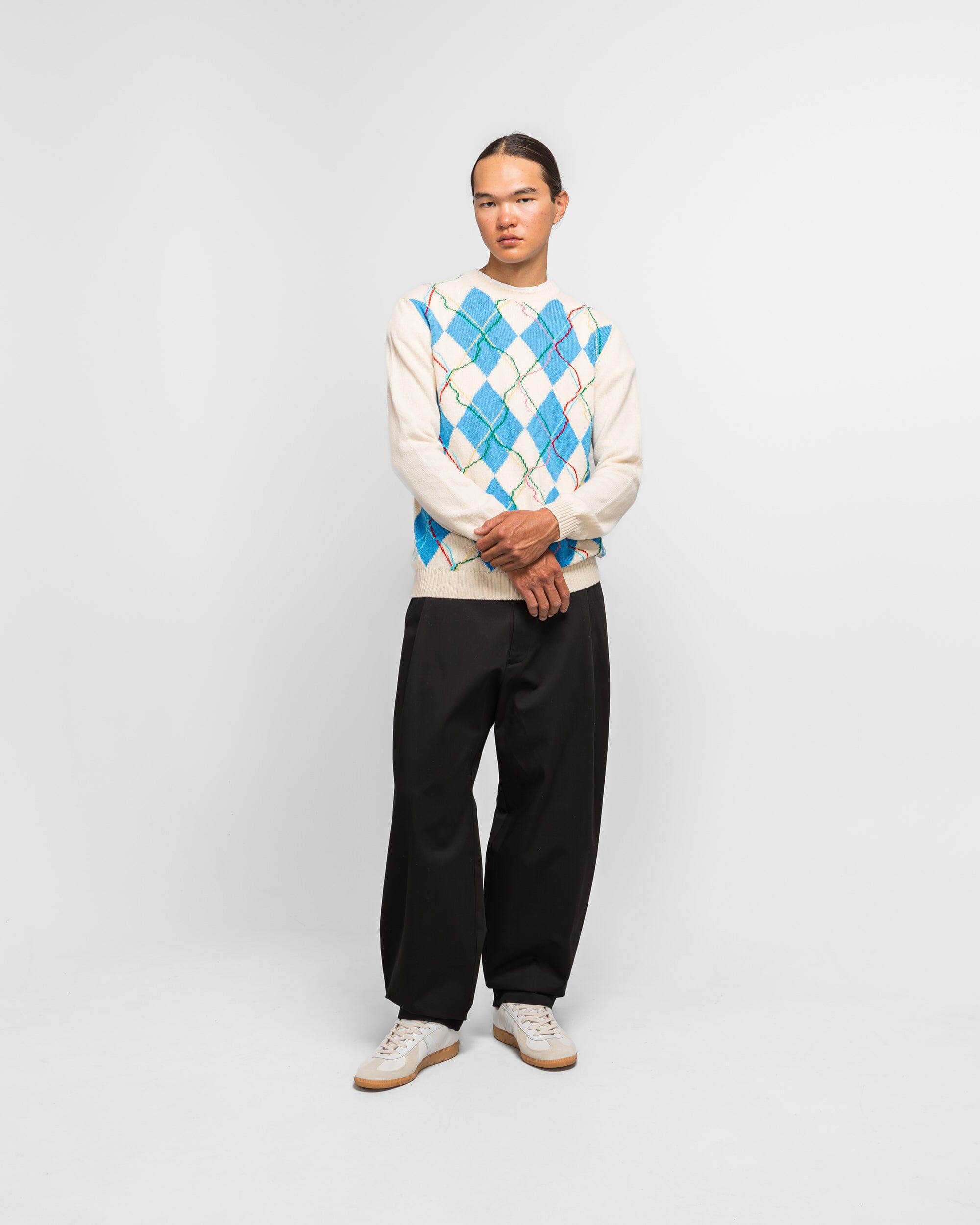 Dudley Coppice Wild Garden Argyle Knitted Jumper - White