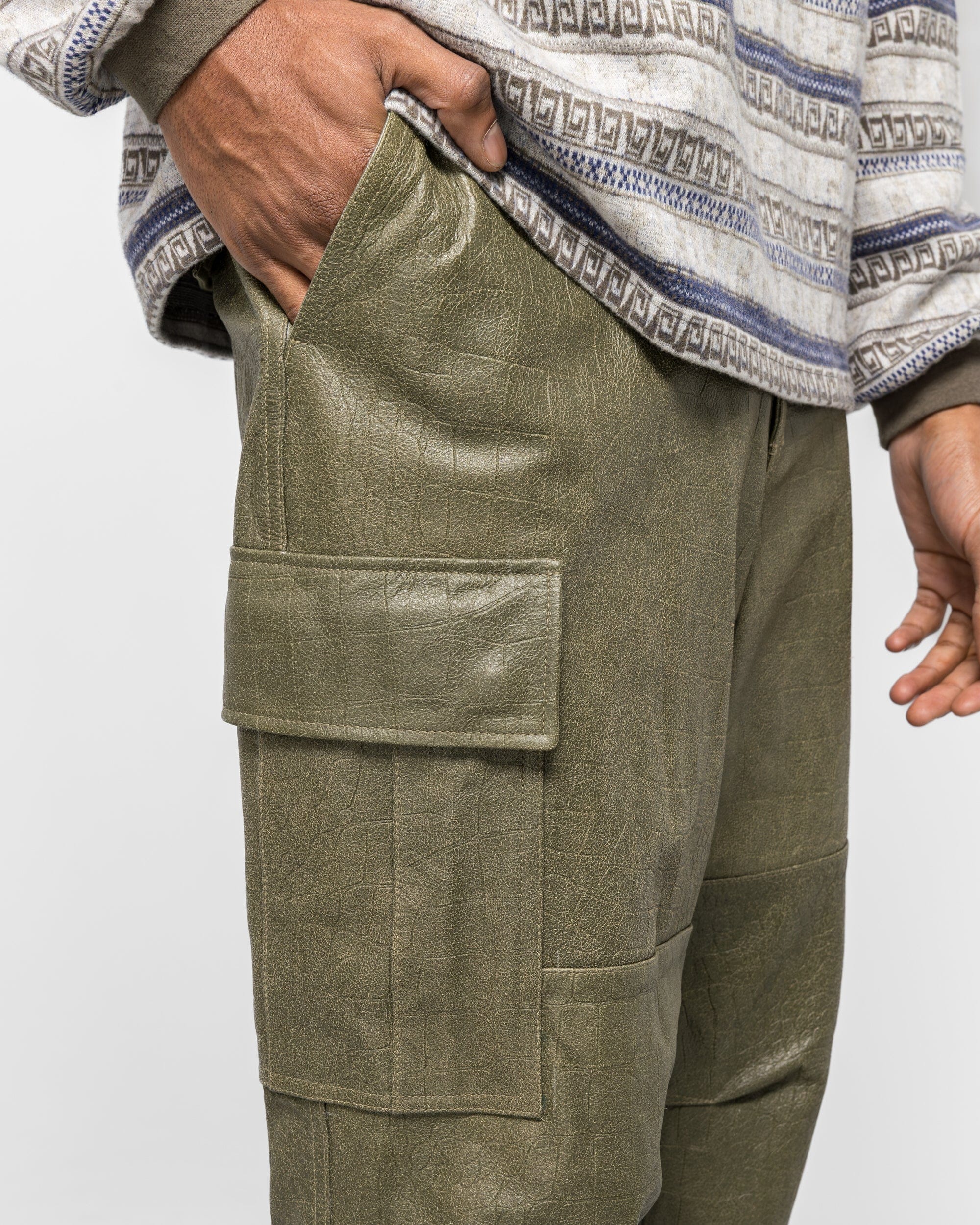 Thisisneverthat Leather BDU Pant - Olive