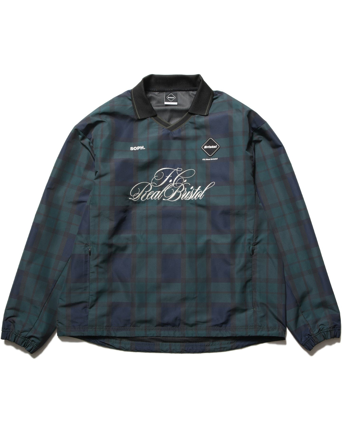 F.c.real Bristol PLAID PRACTICE POLO COLLAR PISTE