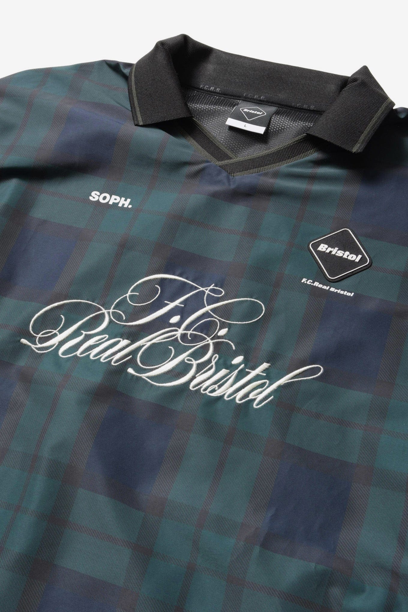 F.c.real Bristol PLAID PRACTICE POLO COLLAR PISTE