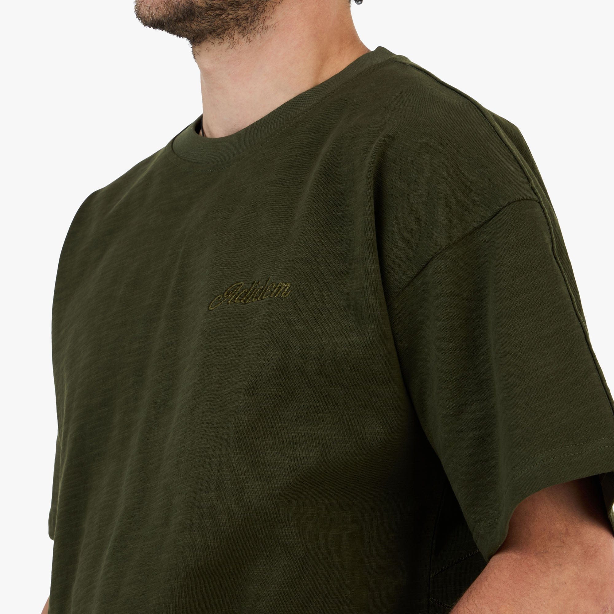 Adidem Asterisks Cursive Slub T - Shirt / Green
