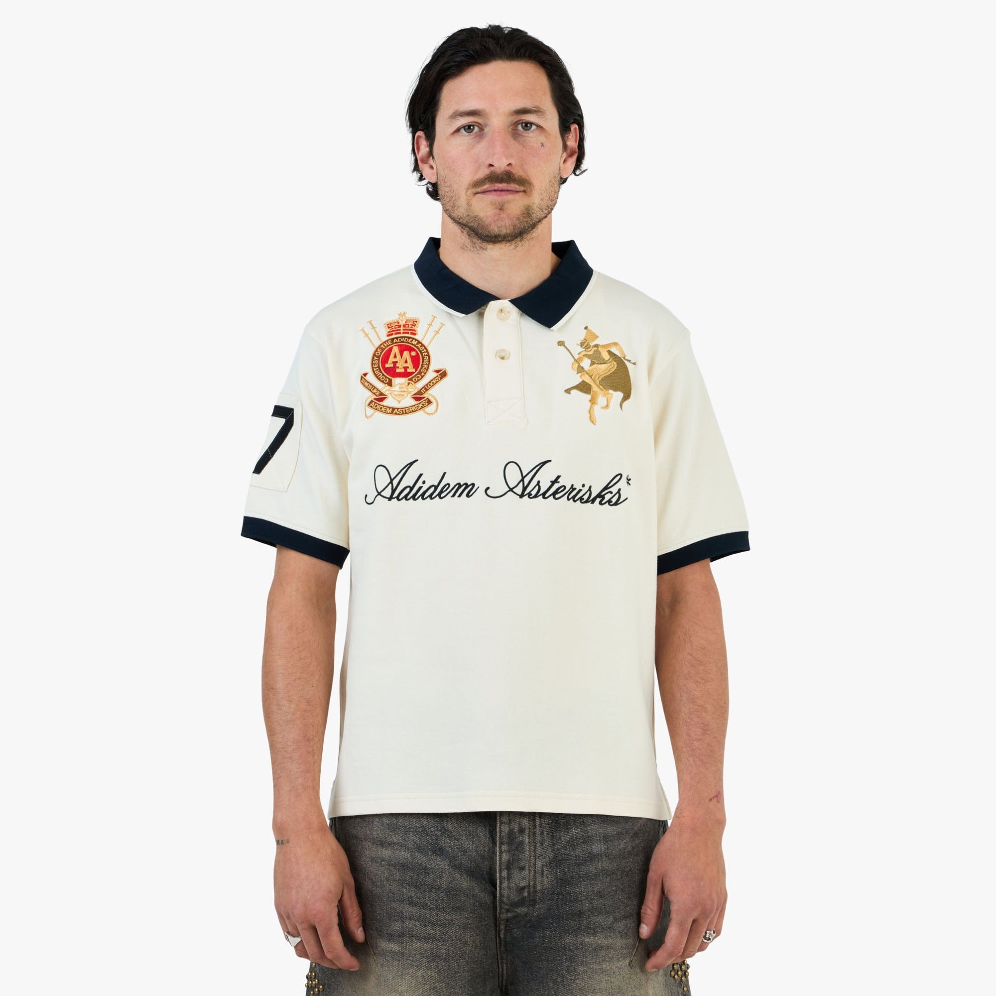 Adidem Asterisks Pique Polo / White