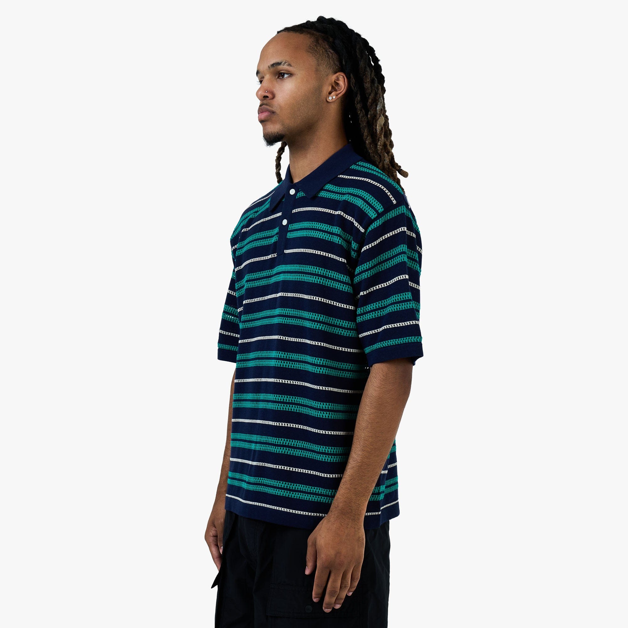 BEAMS 12 Gauge Mesh Polo Shirt / Navy