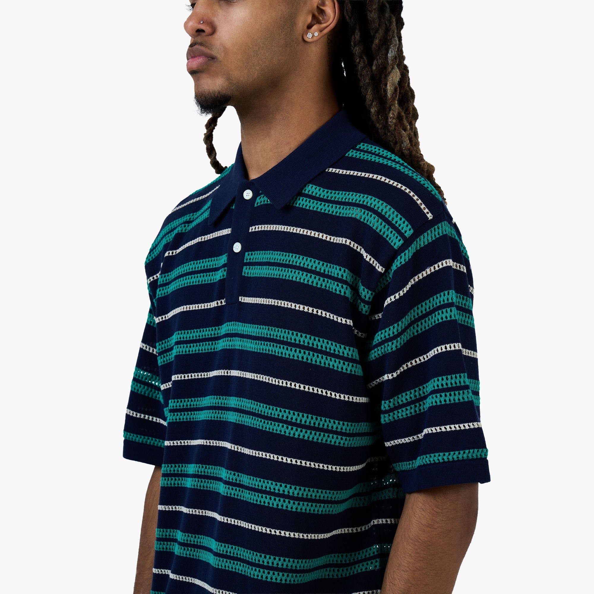 BEAMS 12 Gauge Mesh Polo Shirt / Navy