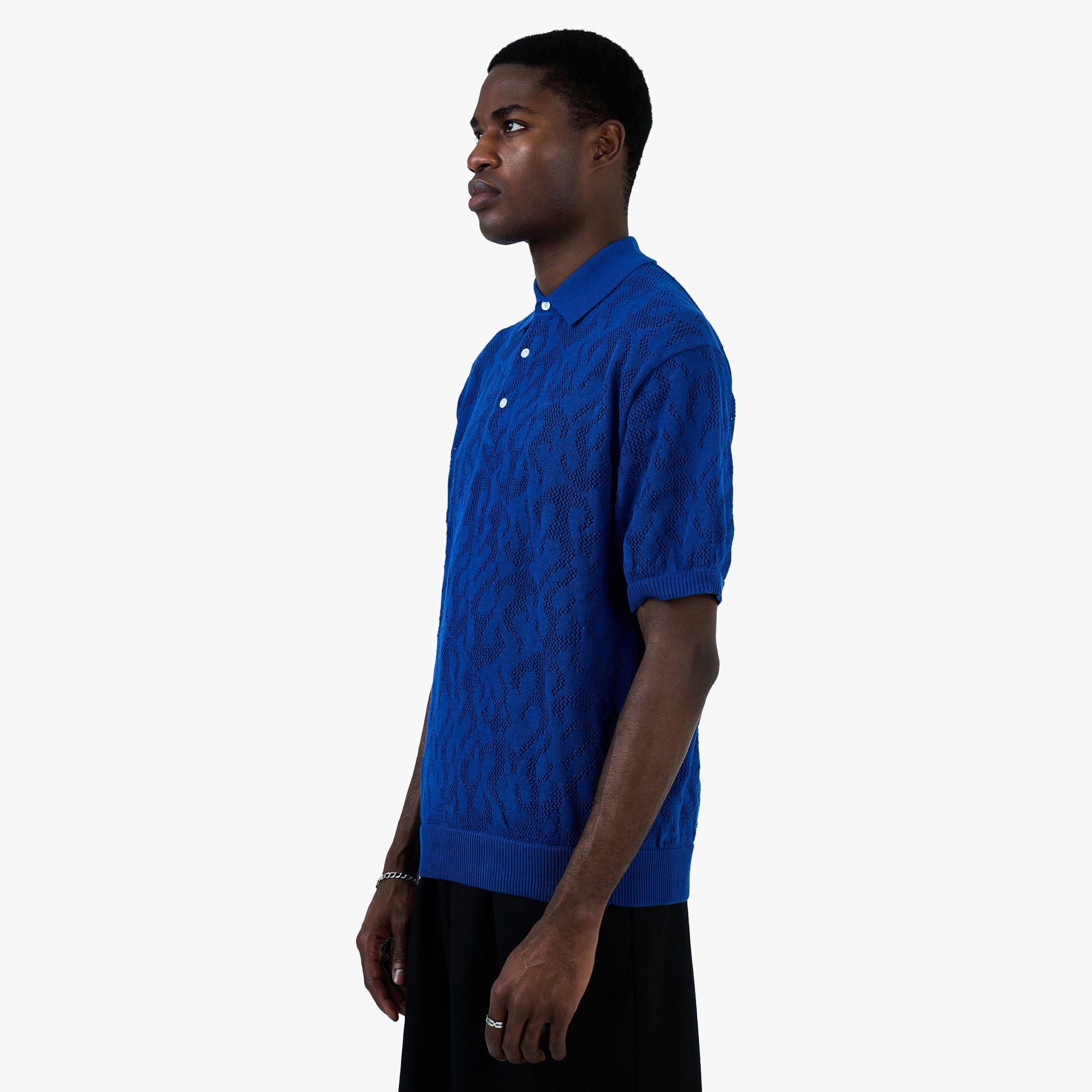 BEAMS 12 Gauge Mesh Polo Shirt / Royal Blue