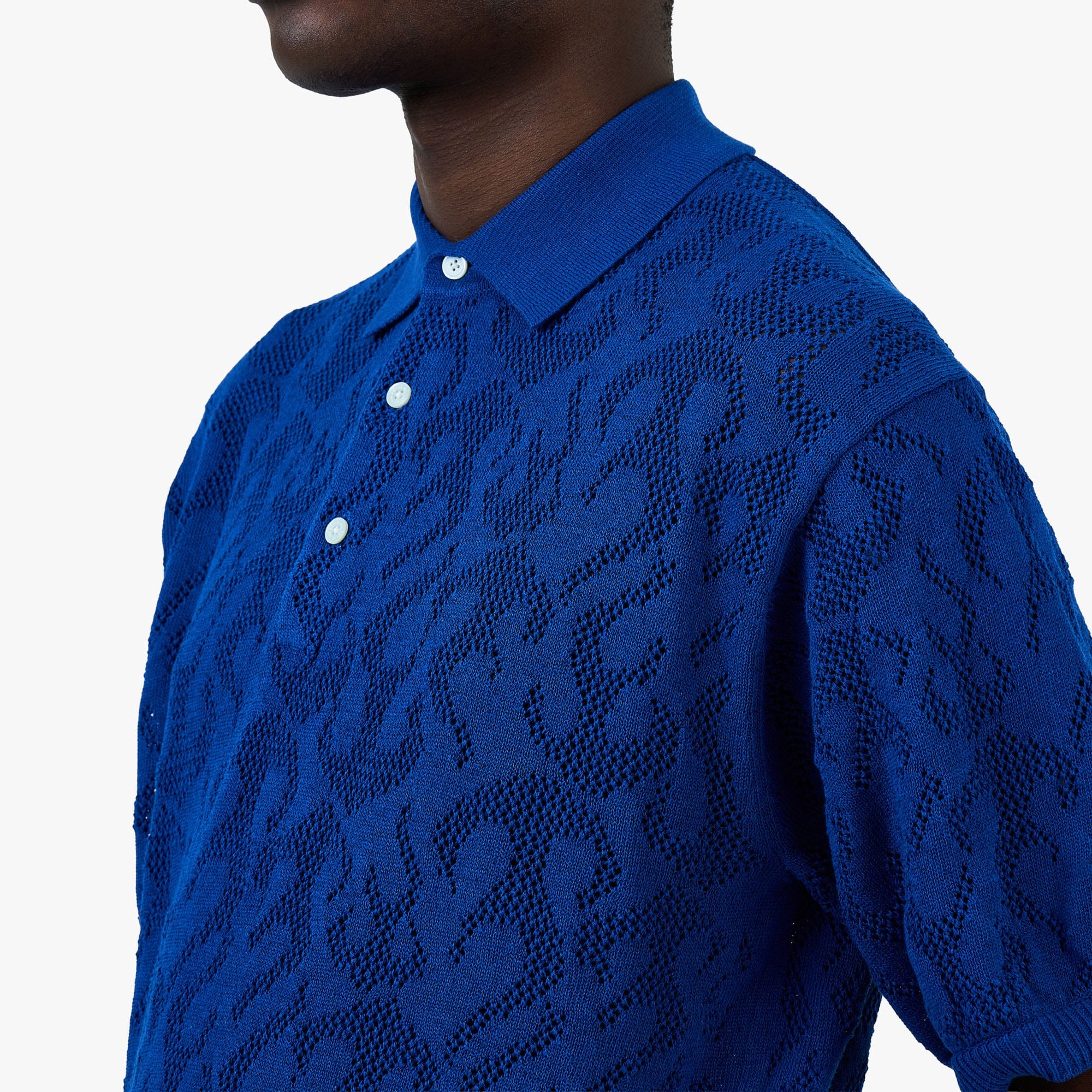 BEAMS 12 Gauge Mesh Polo Shirt / Royal Blue
