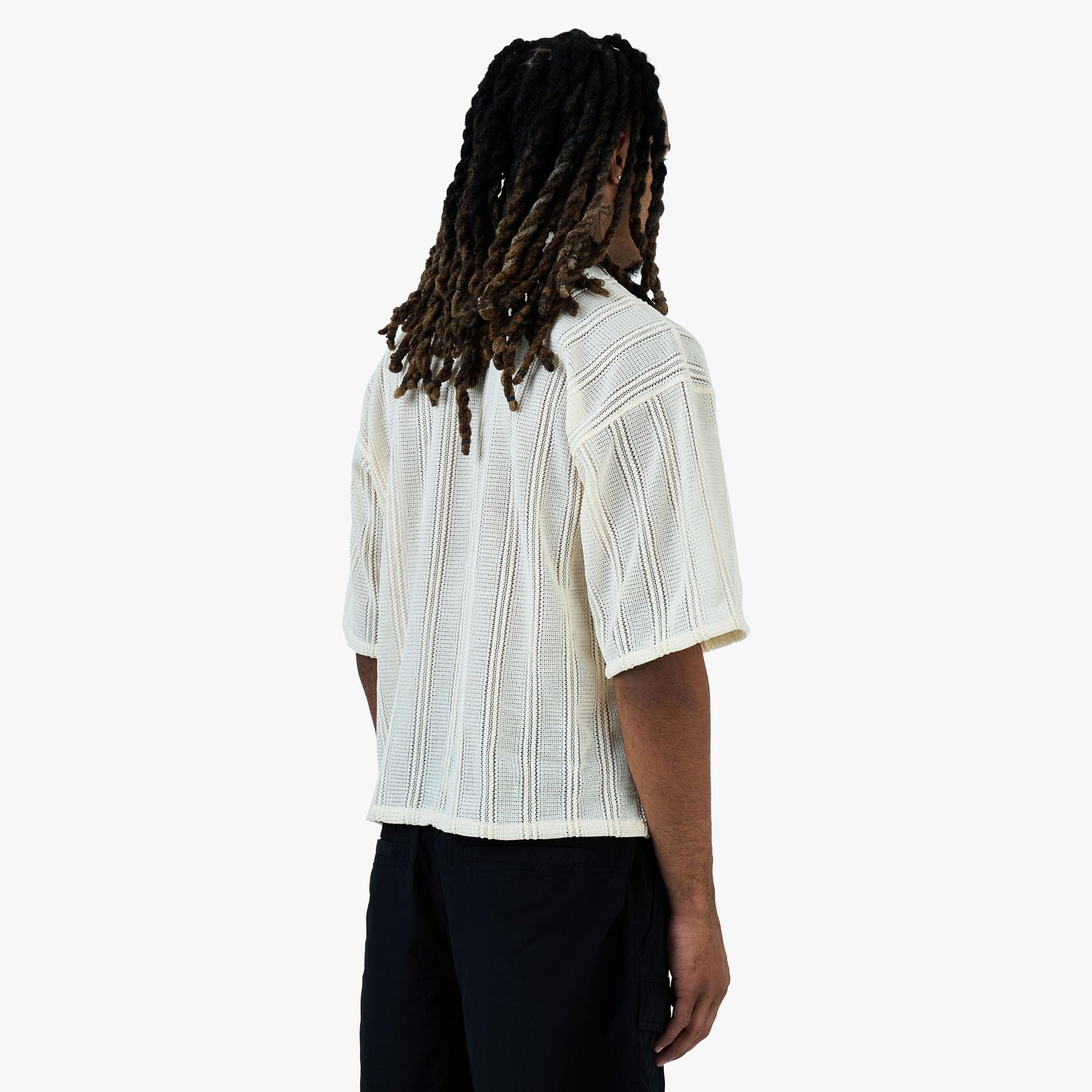 BEAMS Mesh Open Collar Shirt / Off White