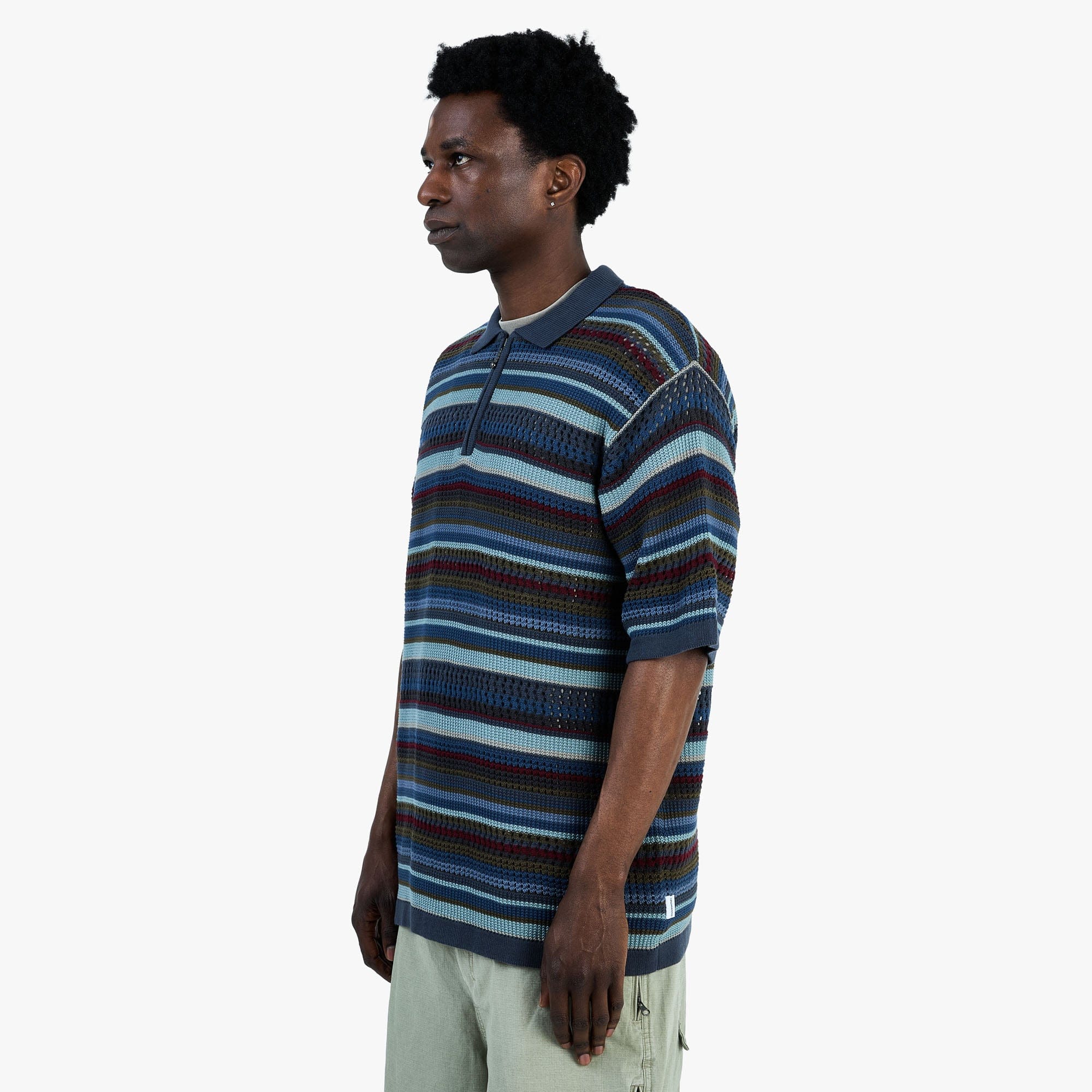 Thisisneverthat Striped S/S Knit Polo / Dark Navy