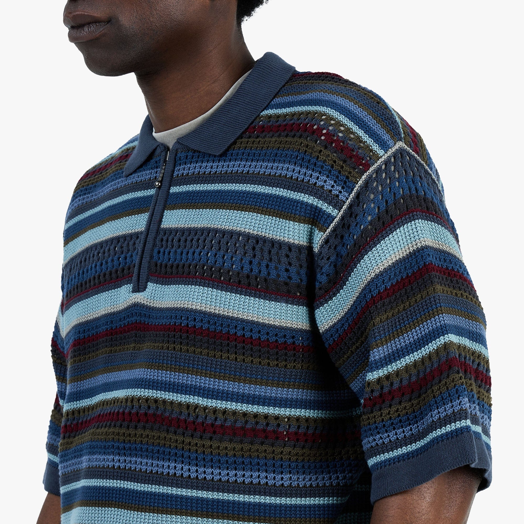 Thisisneverthat Striped S/S Knit Polo / Dark Navy