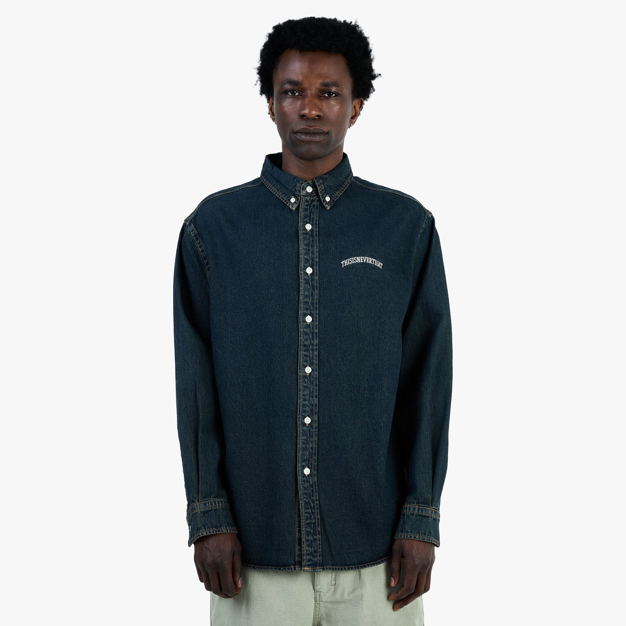 Thisisneverthat Washed Denim Shirt Dusty Mud