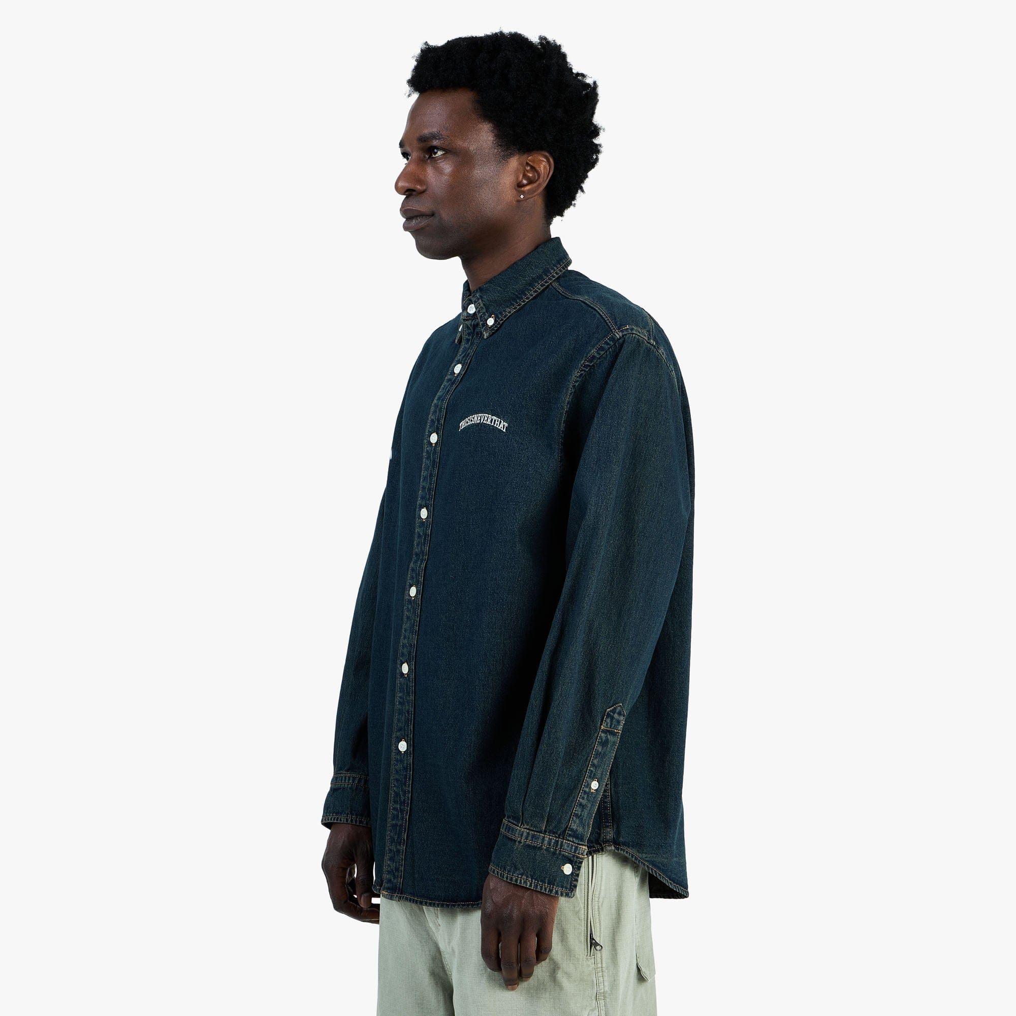 Thisisneverthat Washed Denim Shirt Dusty Mud