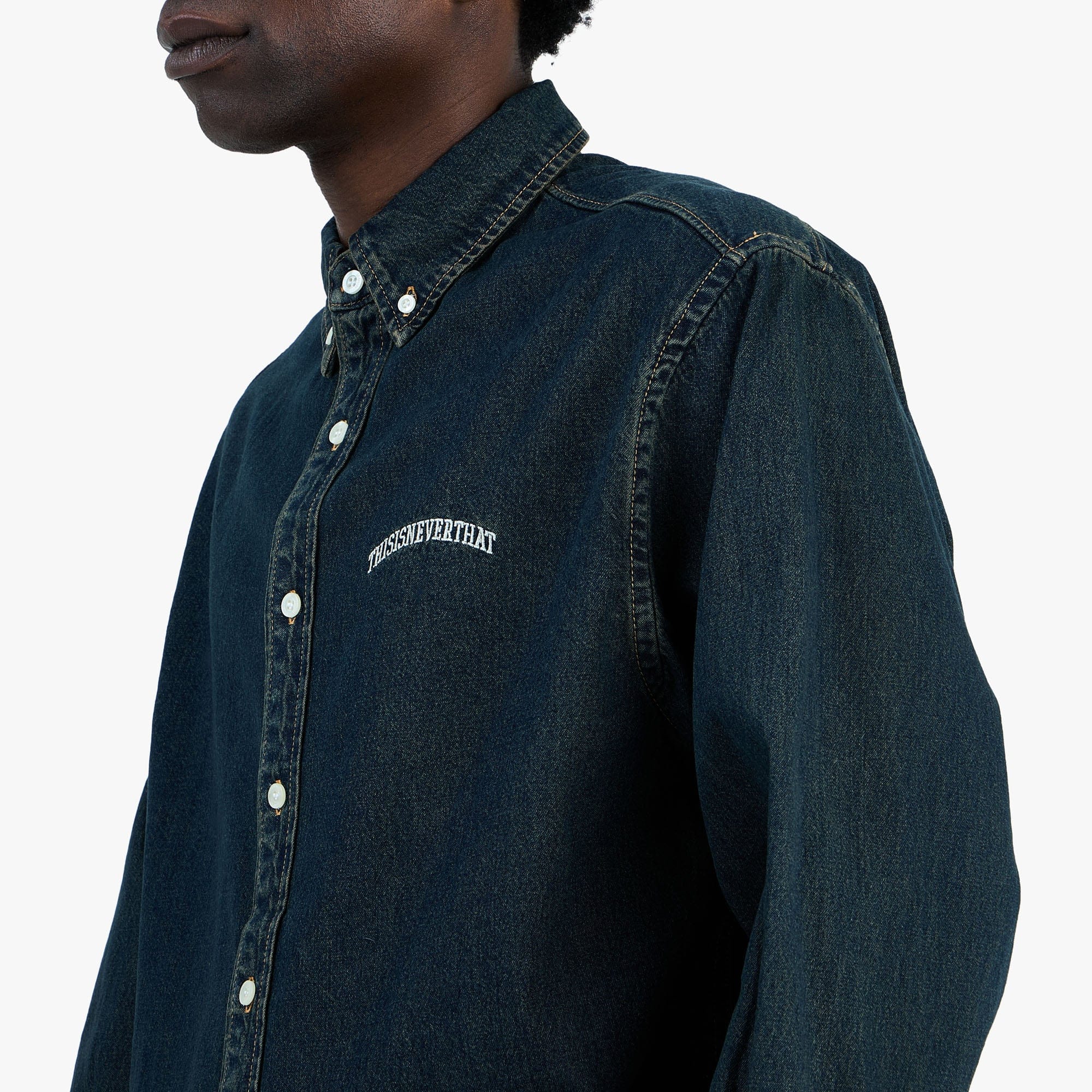 Thisisneverthat Washed Denim Shirt Dusty Mud