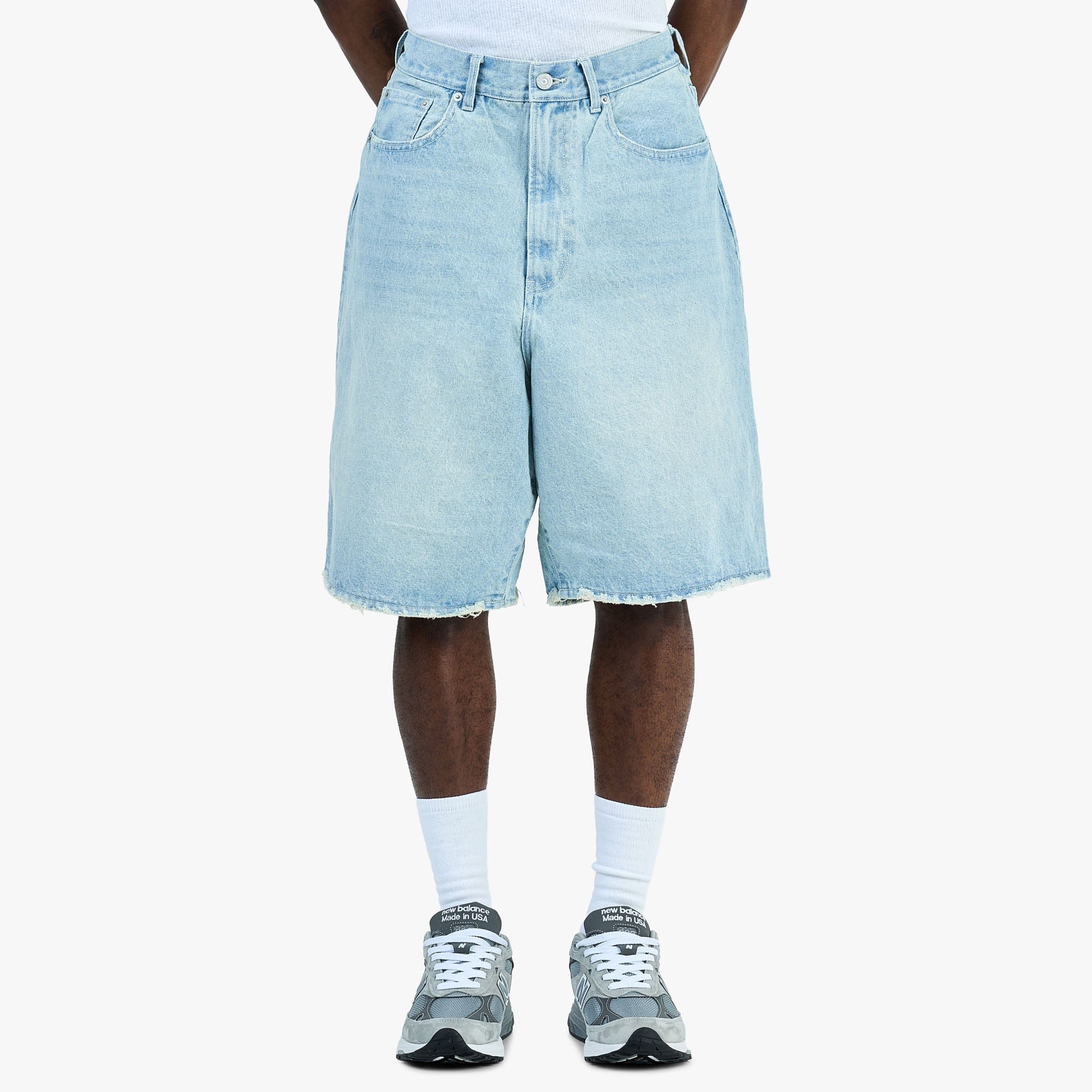 BEAMS Damage Denim Shorts / Ice Wash