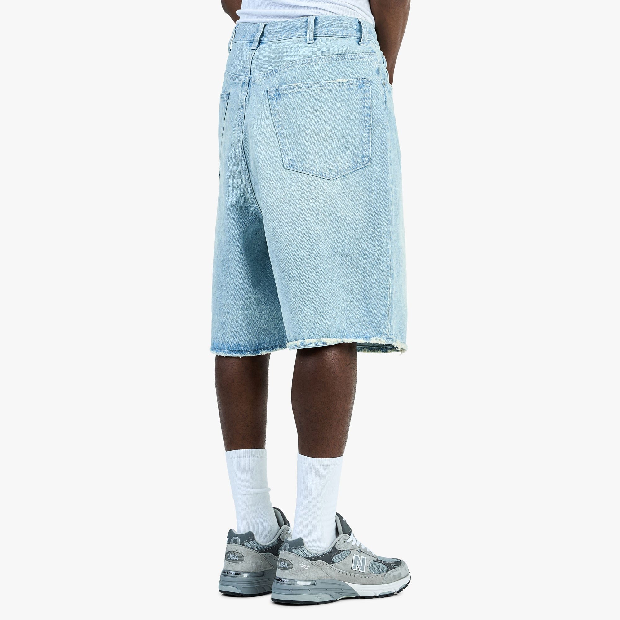 BEAMS Damage Denim Shorts / Ice Wash