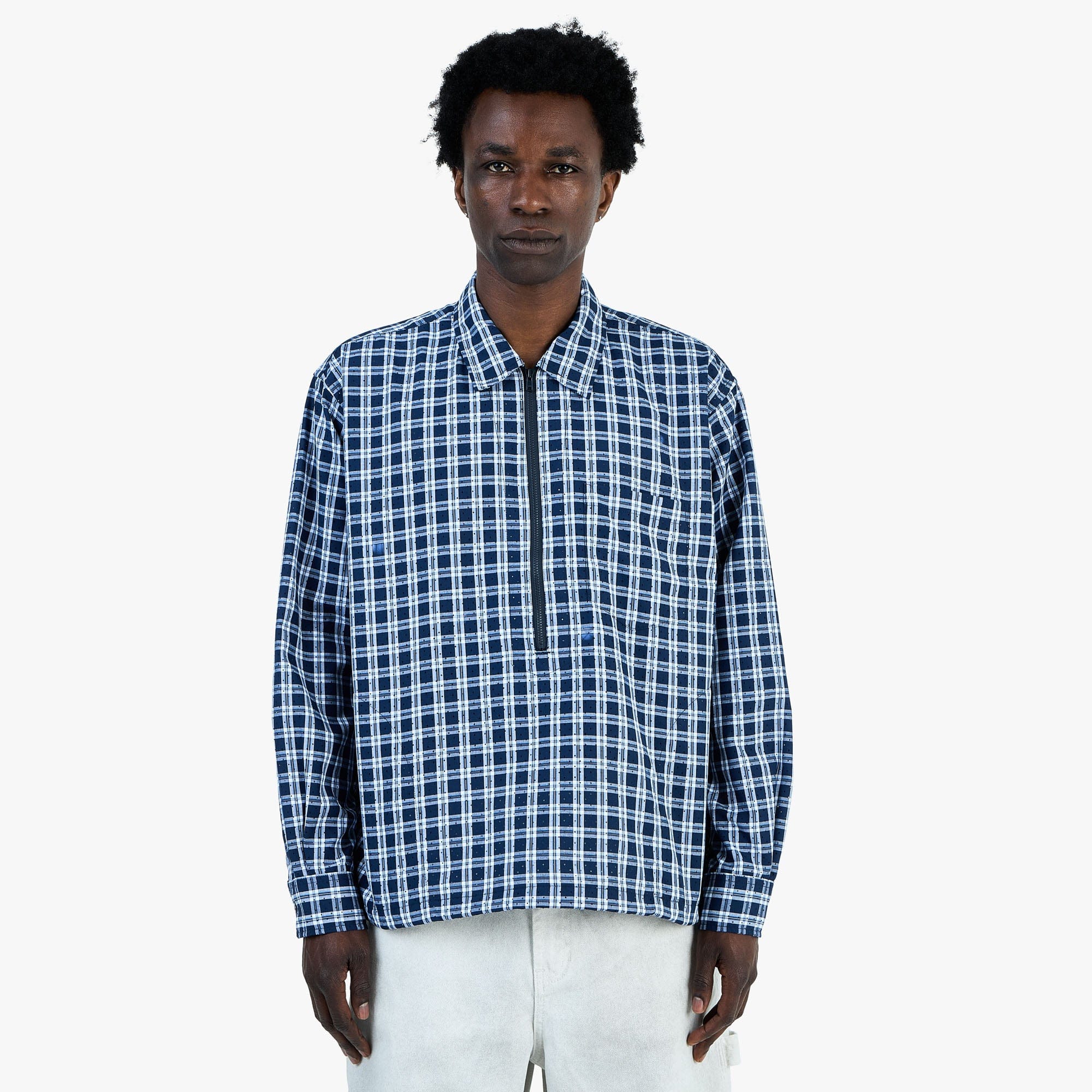BEAMS Half - Zip Pullover Shirt / Blue