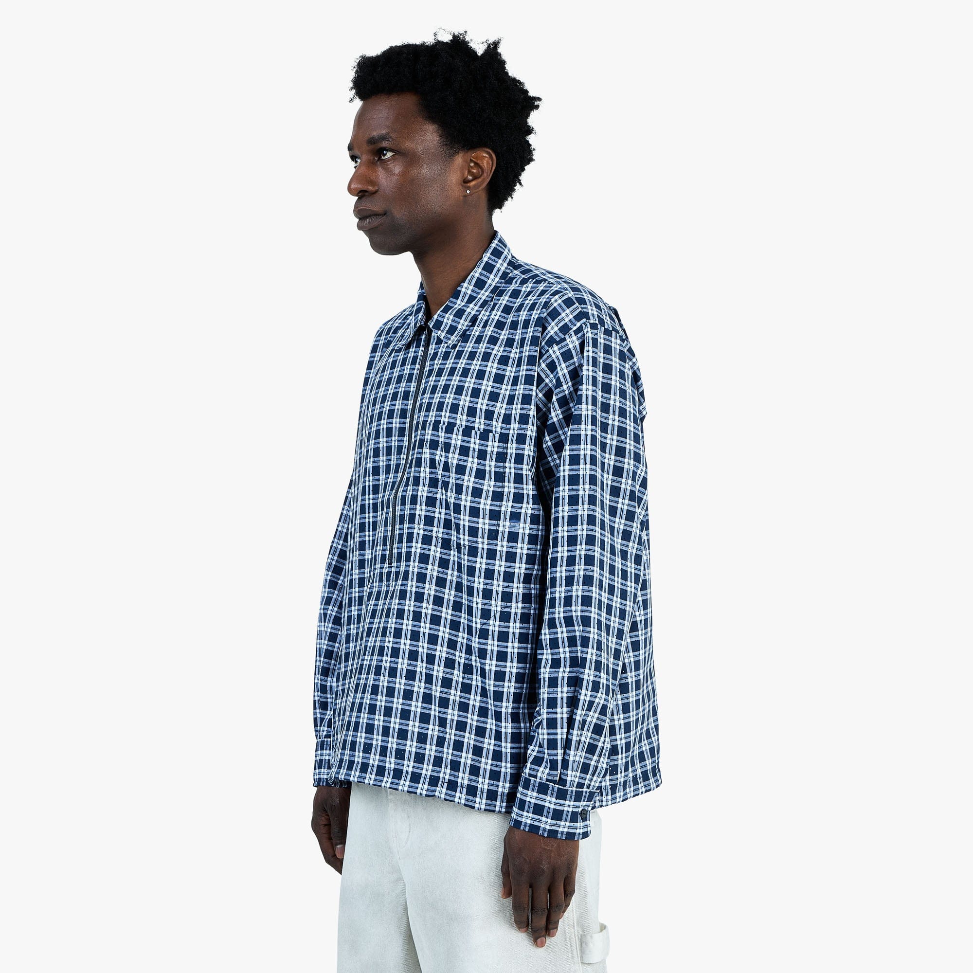 BEAMS Half - Zip Pullover Shirt / Blue