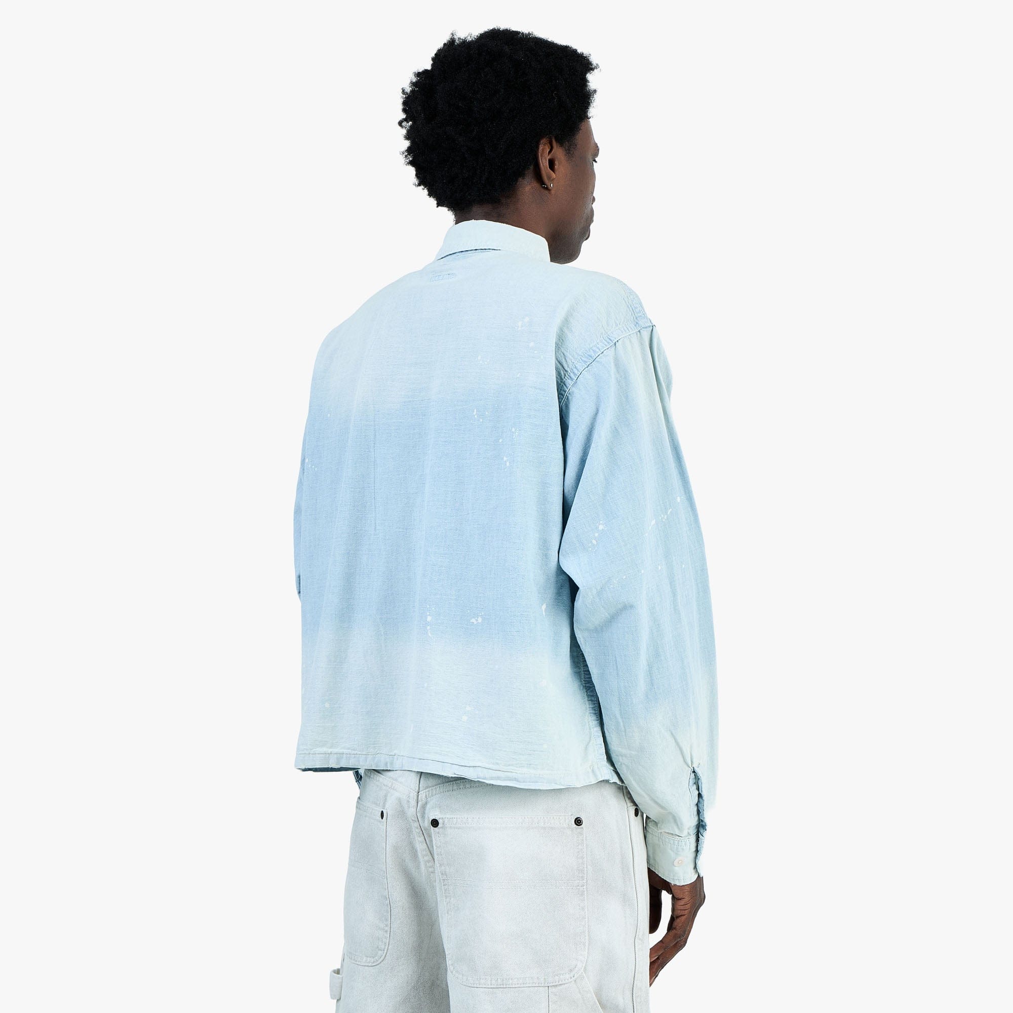 BEAMS Damage Chambray Shirt / Fade Blue