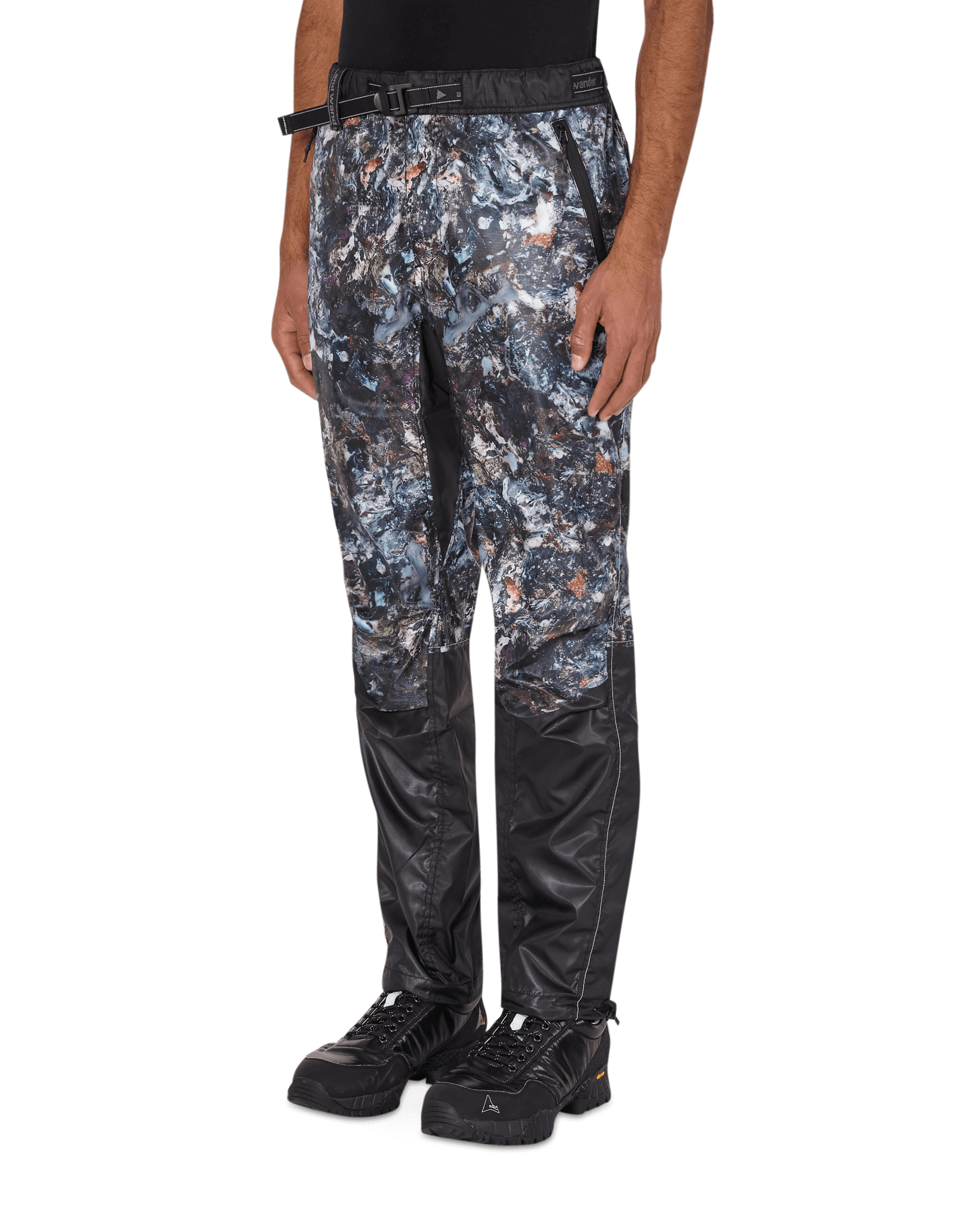 And Wander Stone Printed Ripstop Pants Black