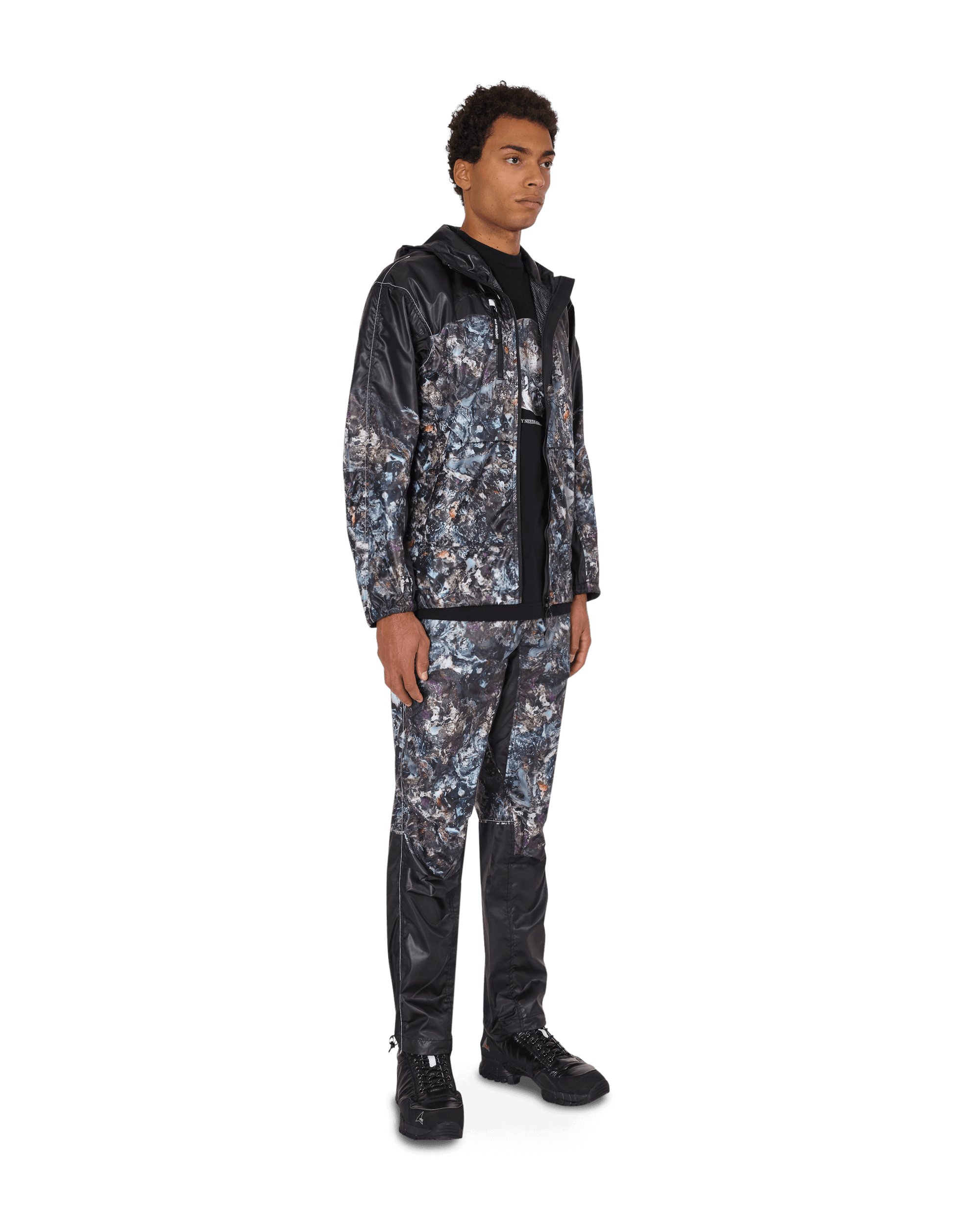 And Wander Stone Printed Ripstop Pants Black