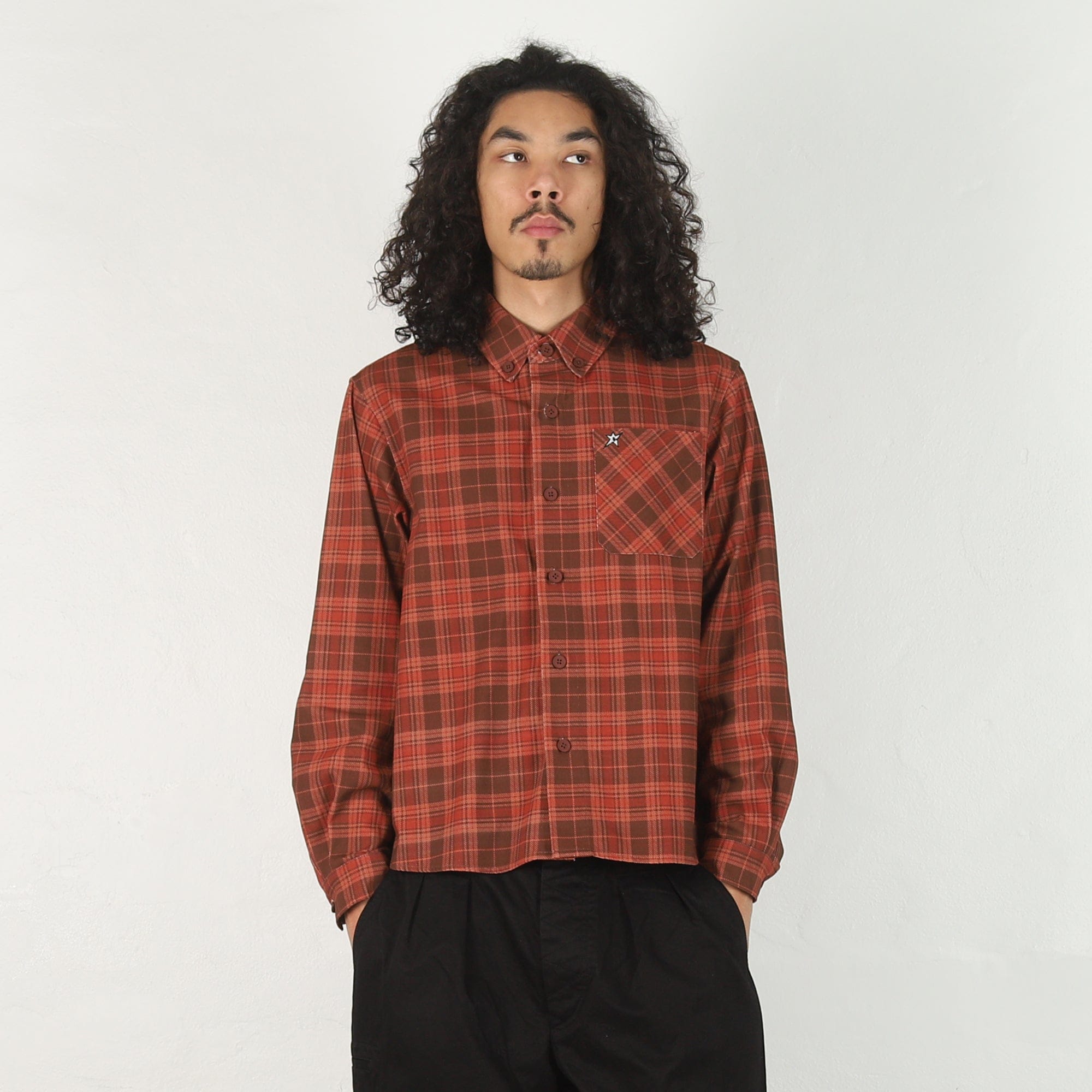 Carpet Plaid Denim Button - Up - Light Brown