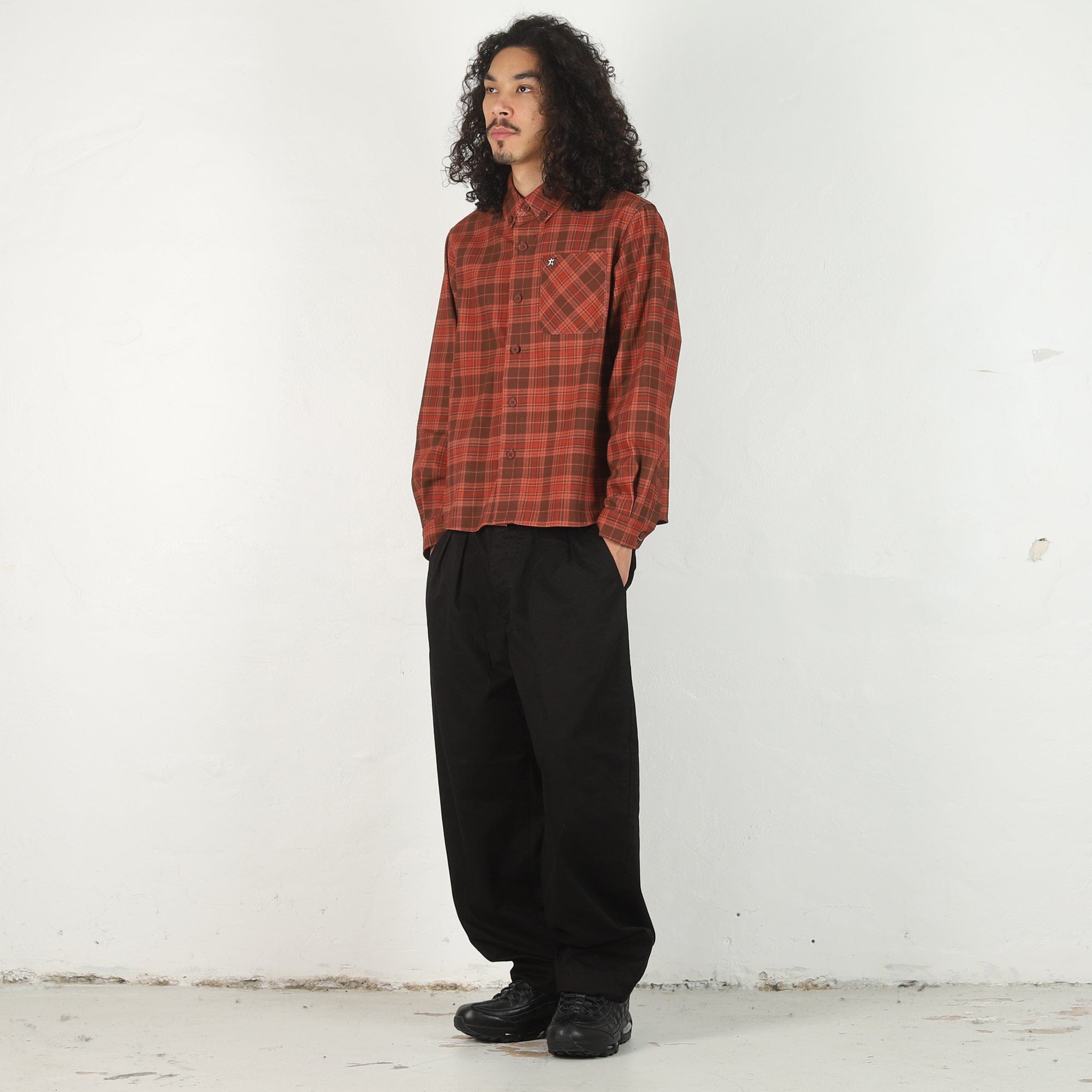 Carpet Plaid Denim Button - Up - Light Brown