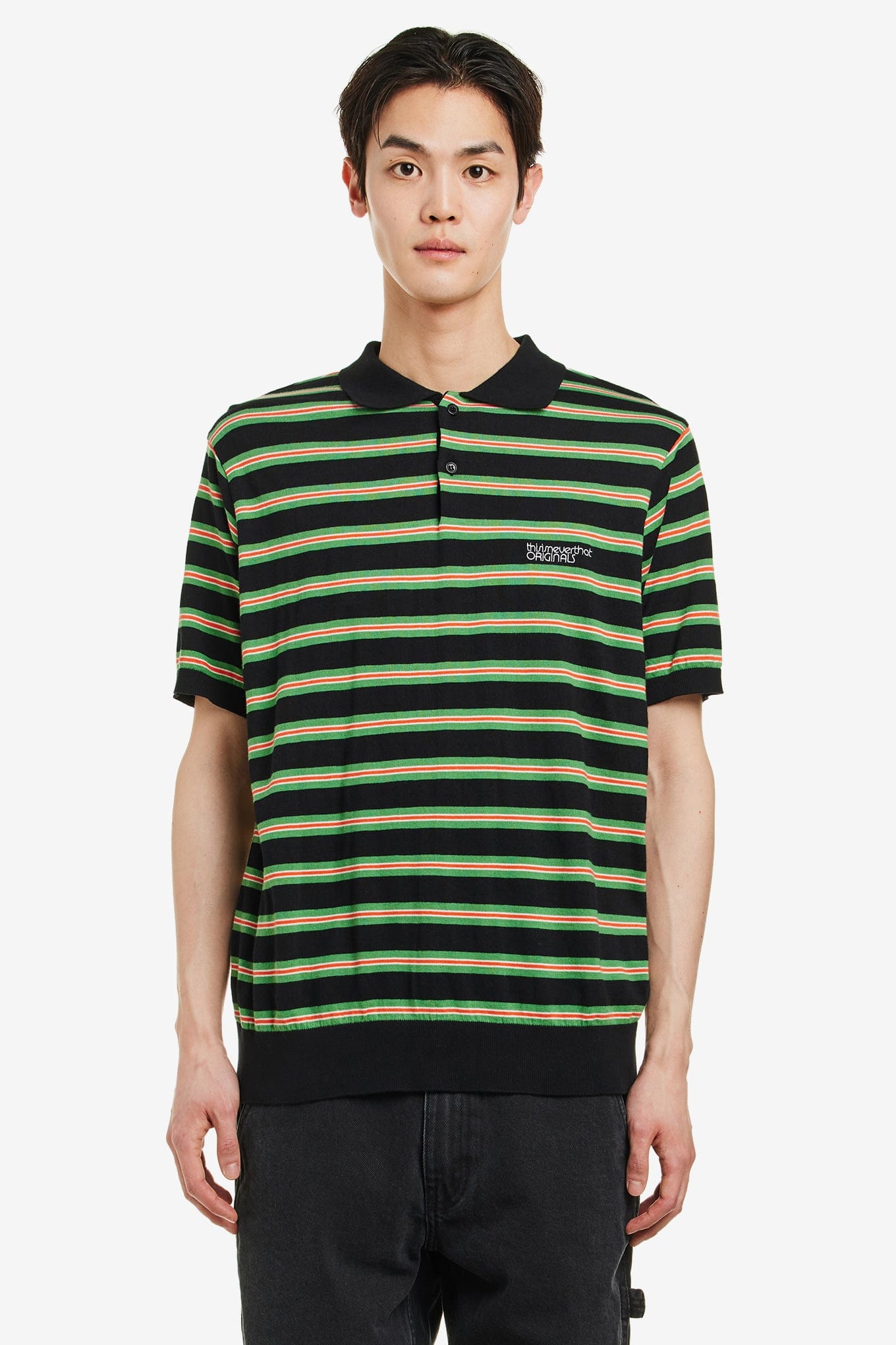 Thisisneverthat STRIPED KNIT POLO