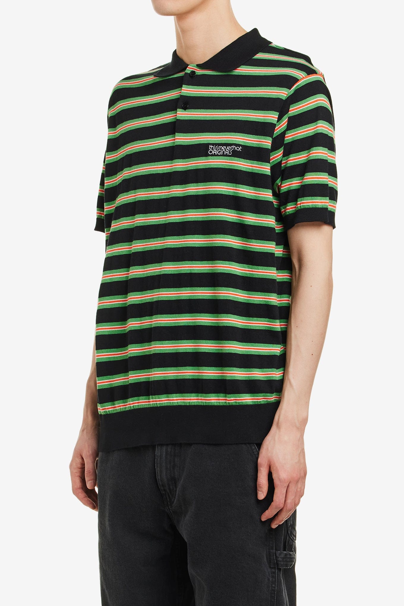 Thisisneverthat STRIPED KNIT POLO