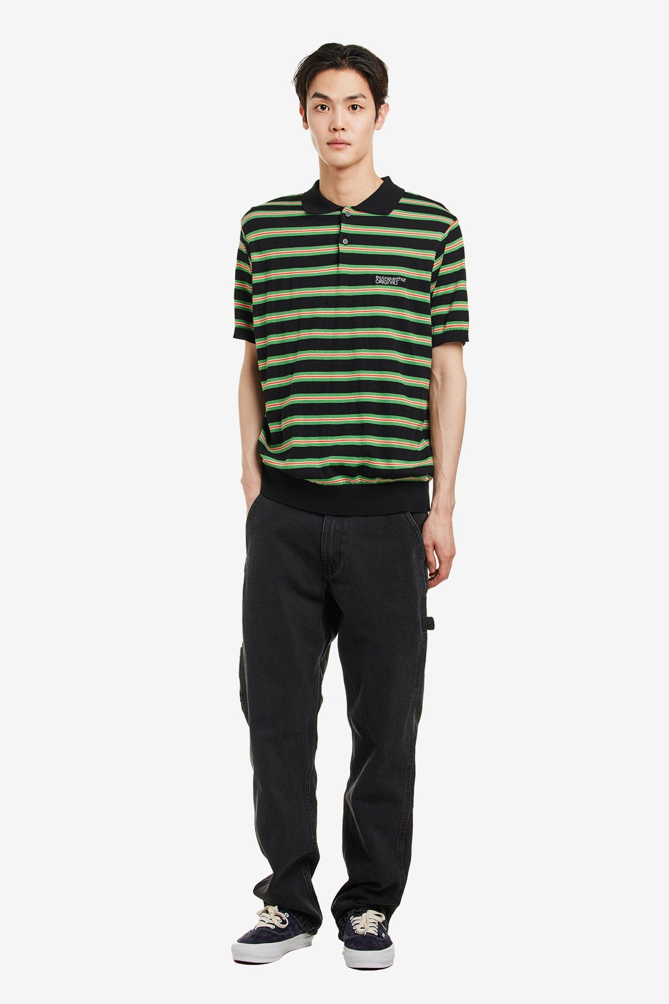 Thisisneverthat STRIPED KNIT POLO