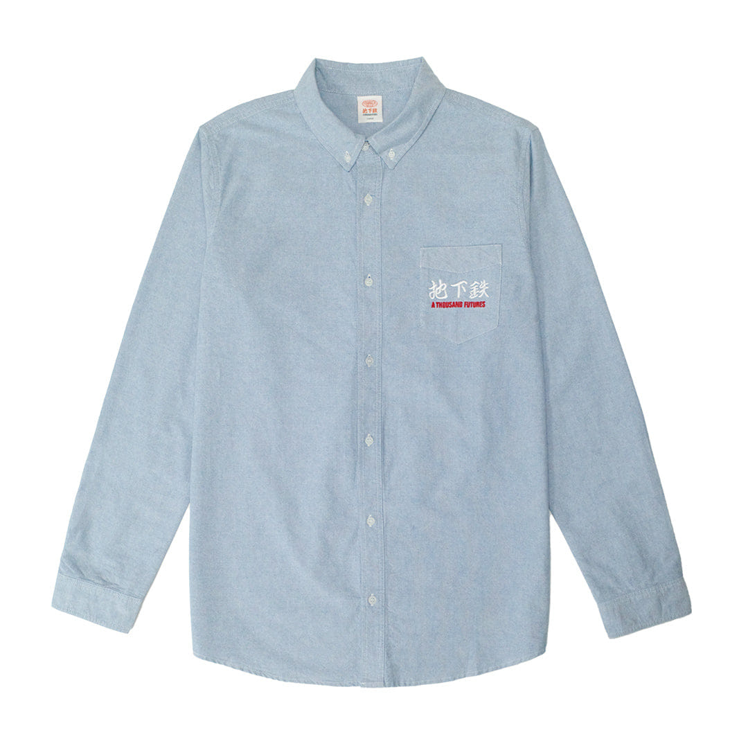 A Thousand Futures Logo Cotton Oxford Shirt - Classic Blue