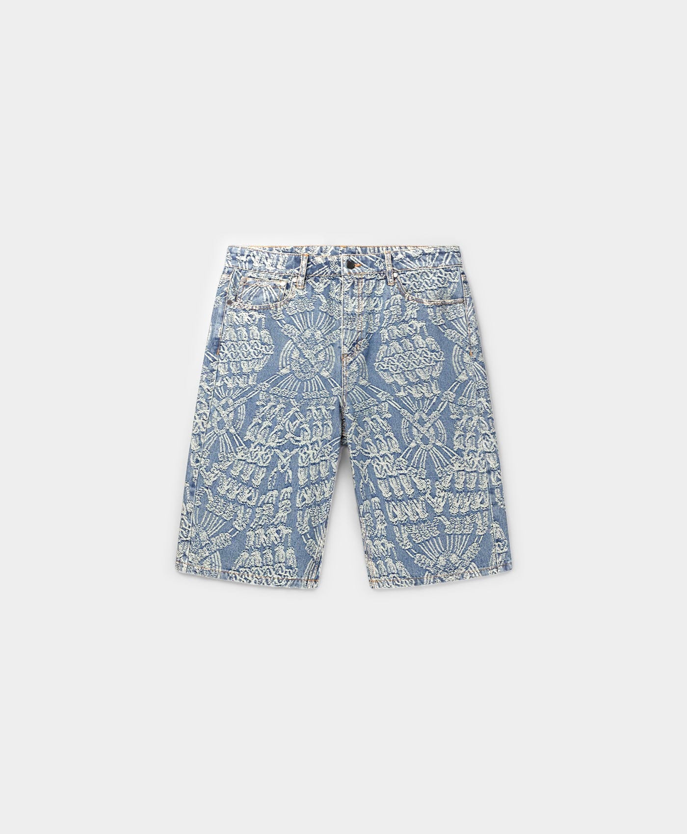 Blue Mid Blue Macrame Denim Shorts