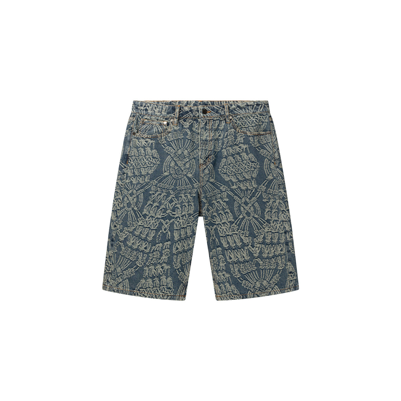 Blue Mid Blue Macrame Denim Shorts