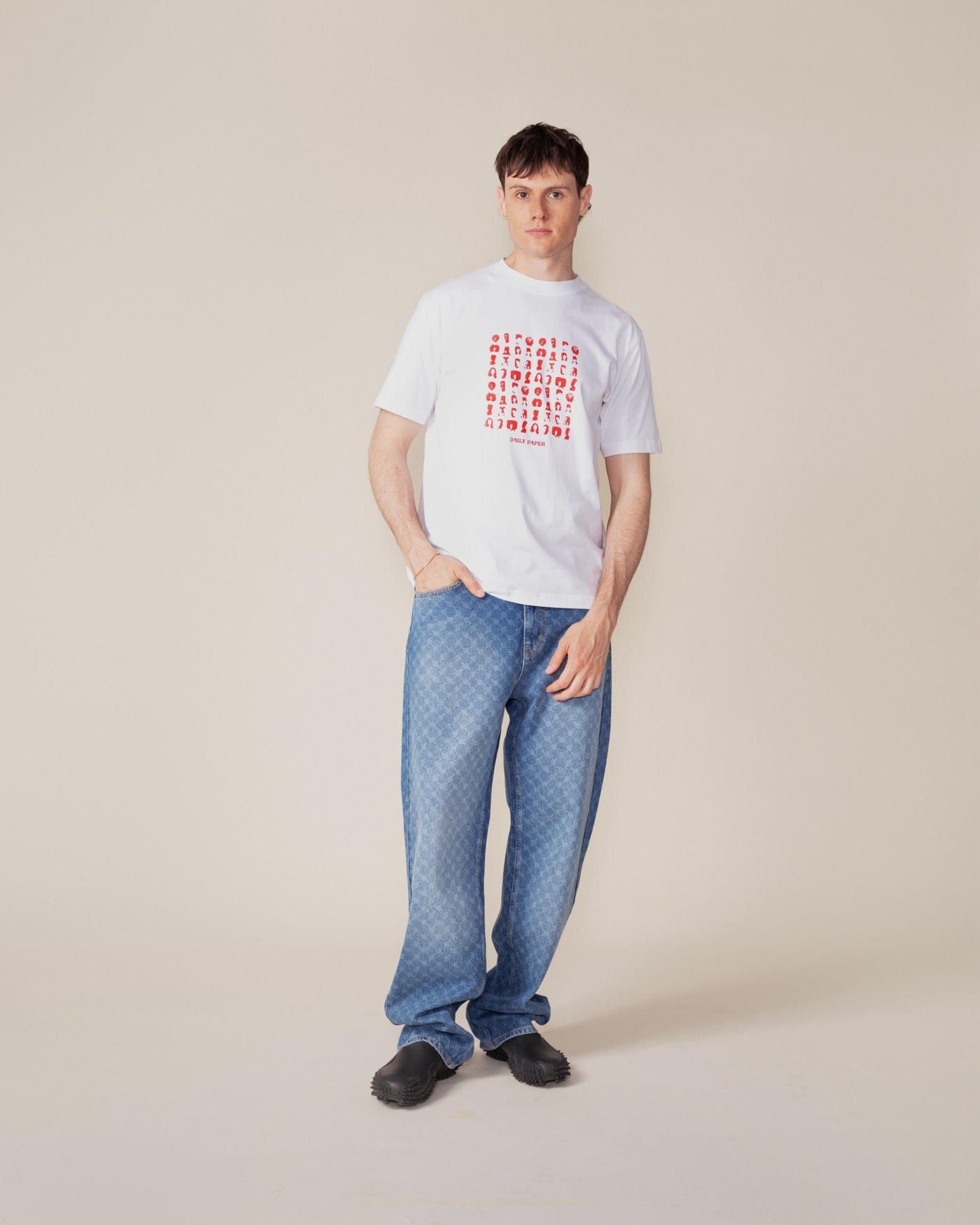 White Hair Grid T - Shirt