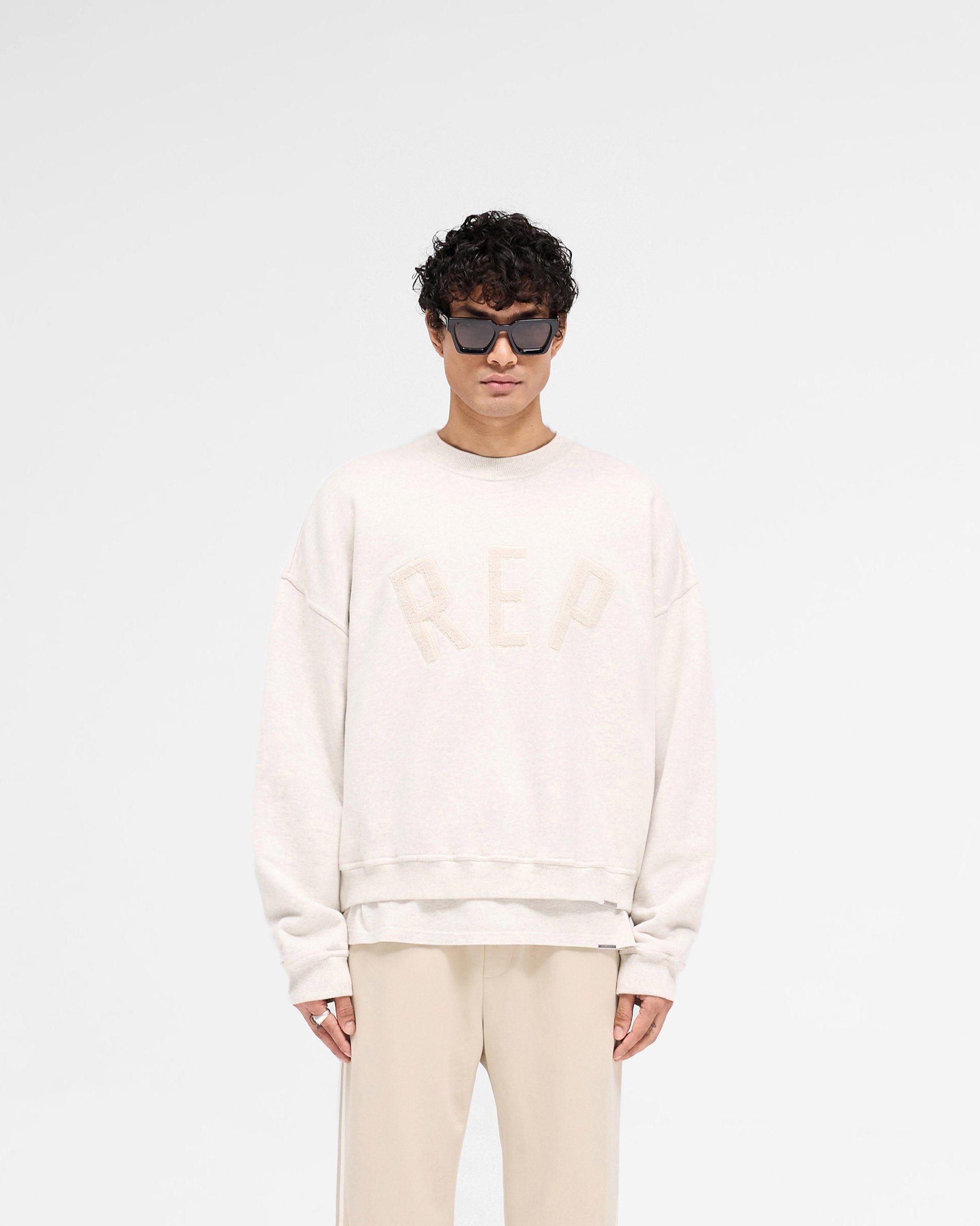 SS25 Rep Applique Sweater - Cream Marl