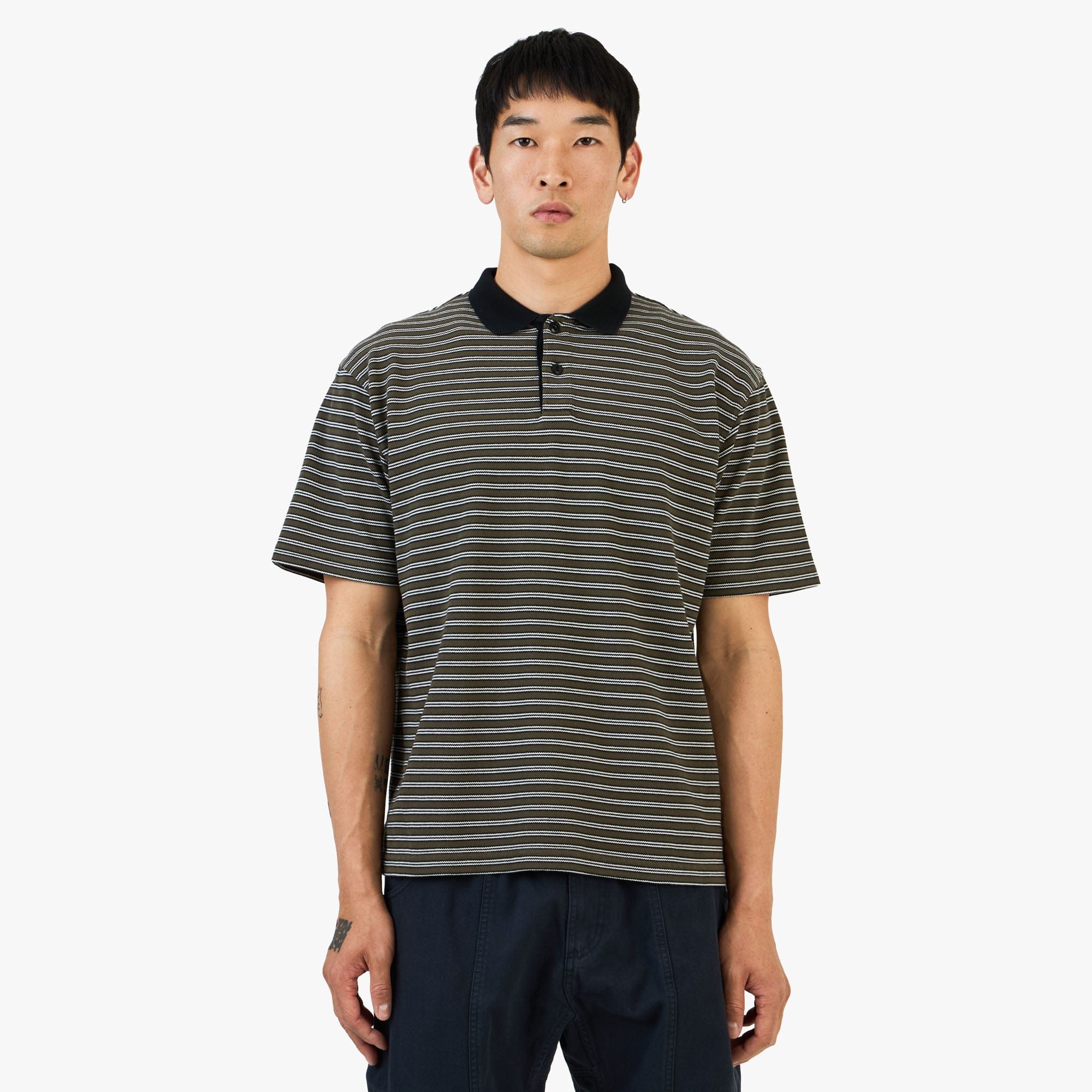 Khakis Stripe Shortsleeve Polo / Olive