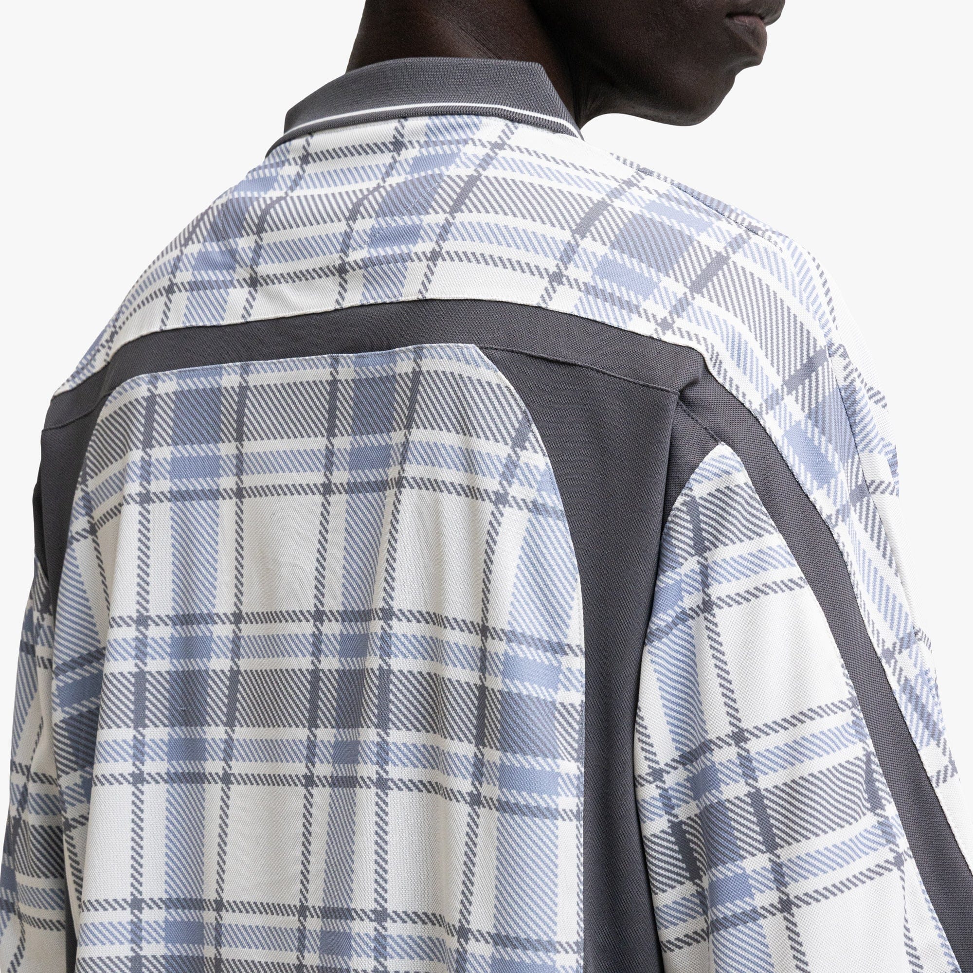 Metalwood Paneled 3/4 Sleeve Polo / Ice