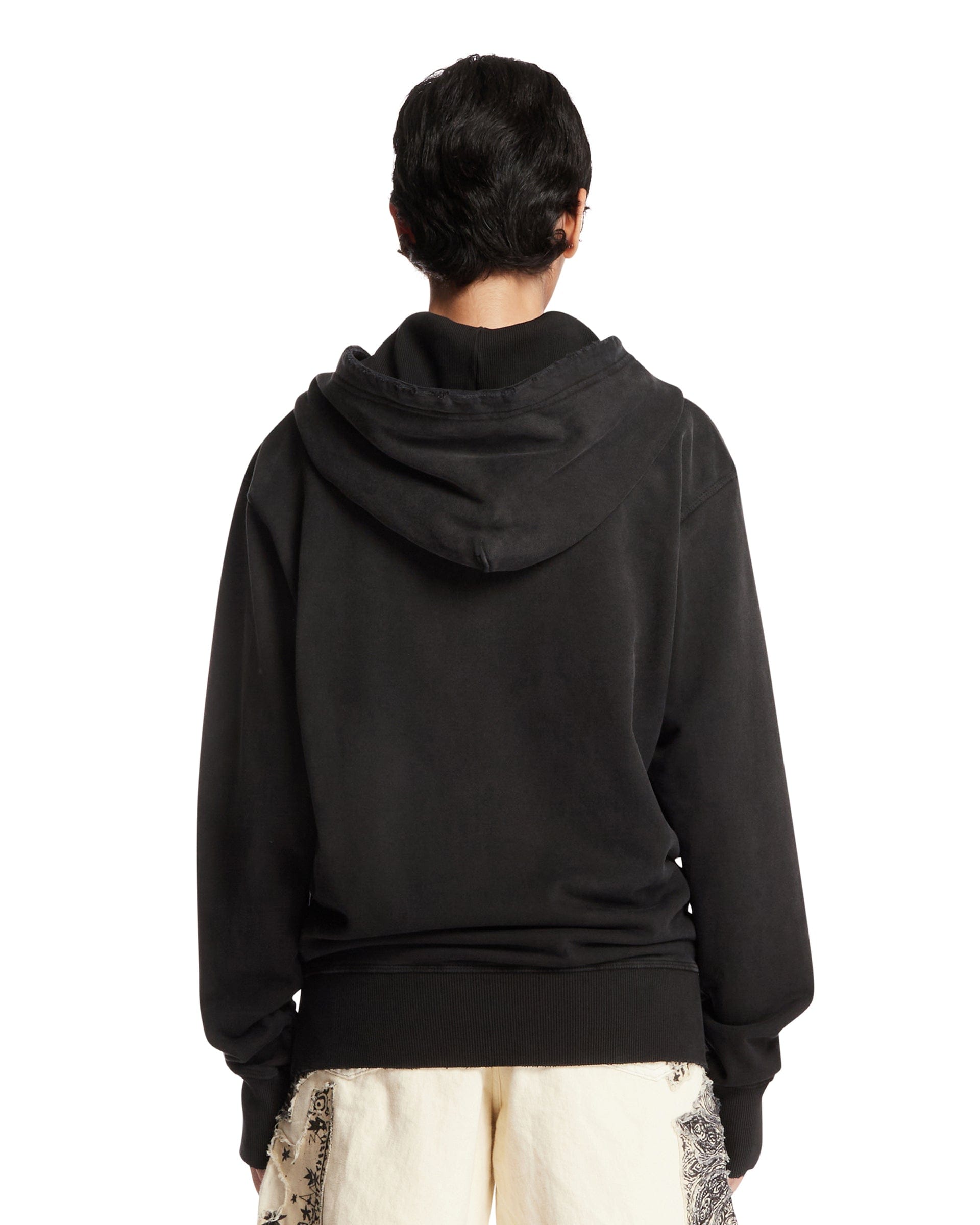 ANTIK DENIM Felpa Con Zip In Cotone Nera
