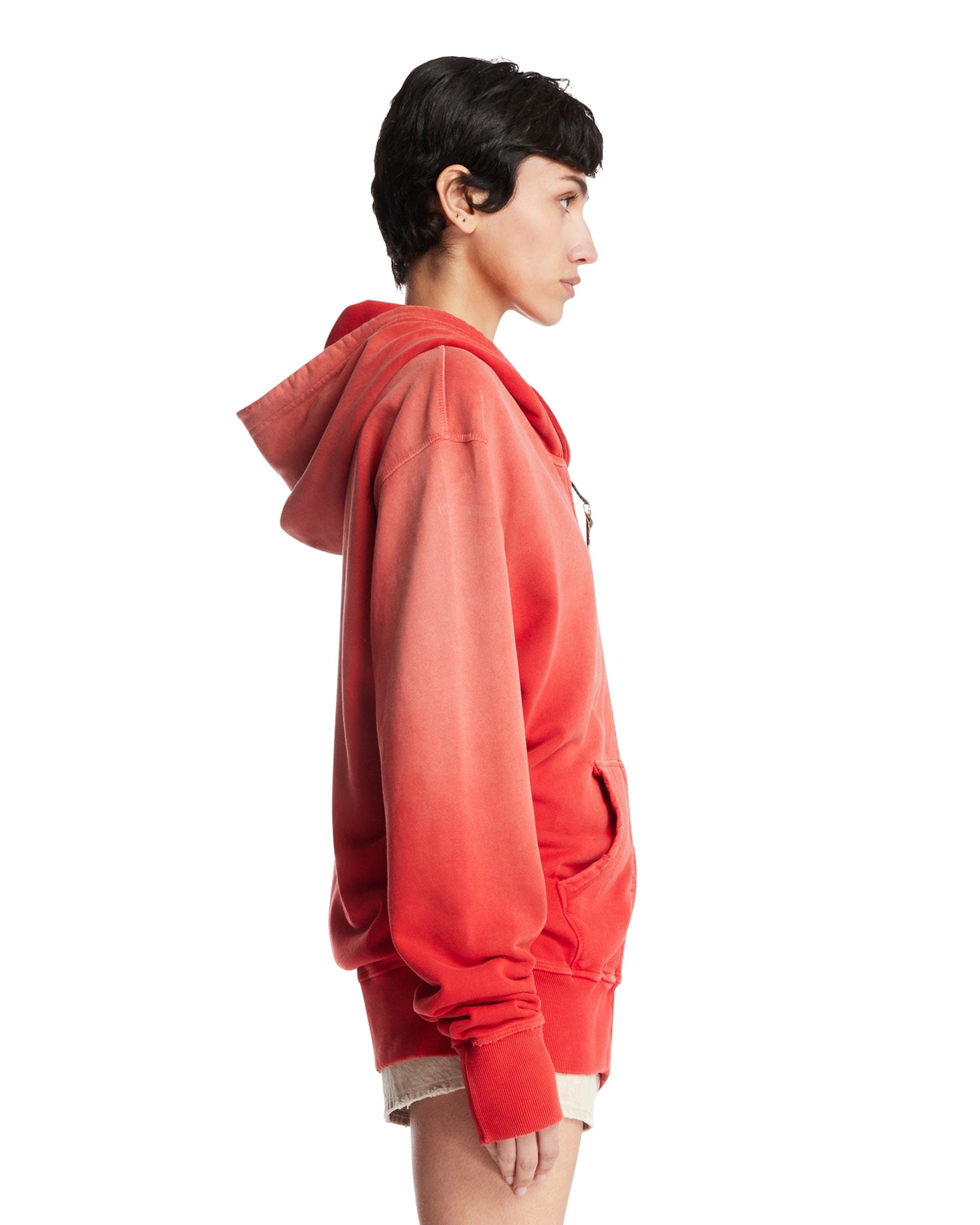 ANTIK DENIM Felpa Con Zip In Cotone Rossa