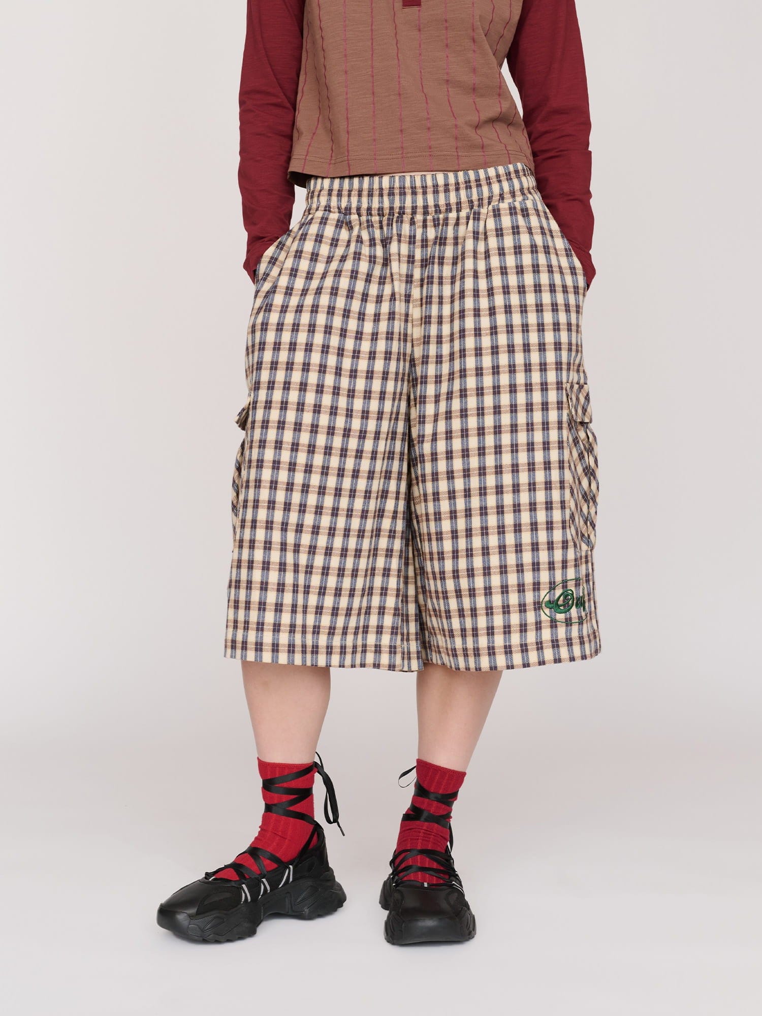Lazy Oaf All Aboard Long Check Shorts