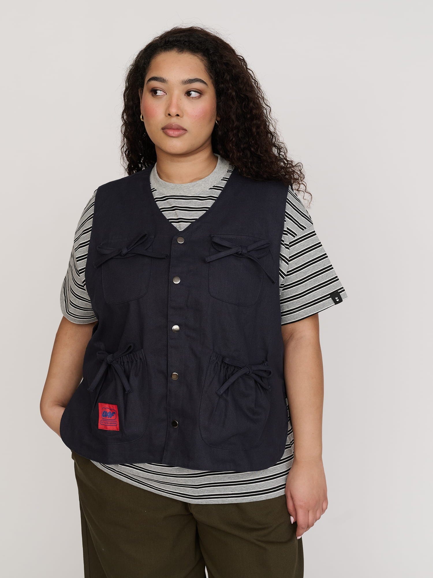 Lazy Oaf Bow Pocket Navy Gilet