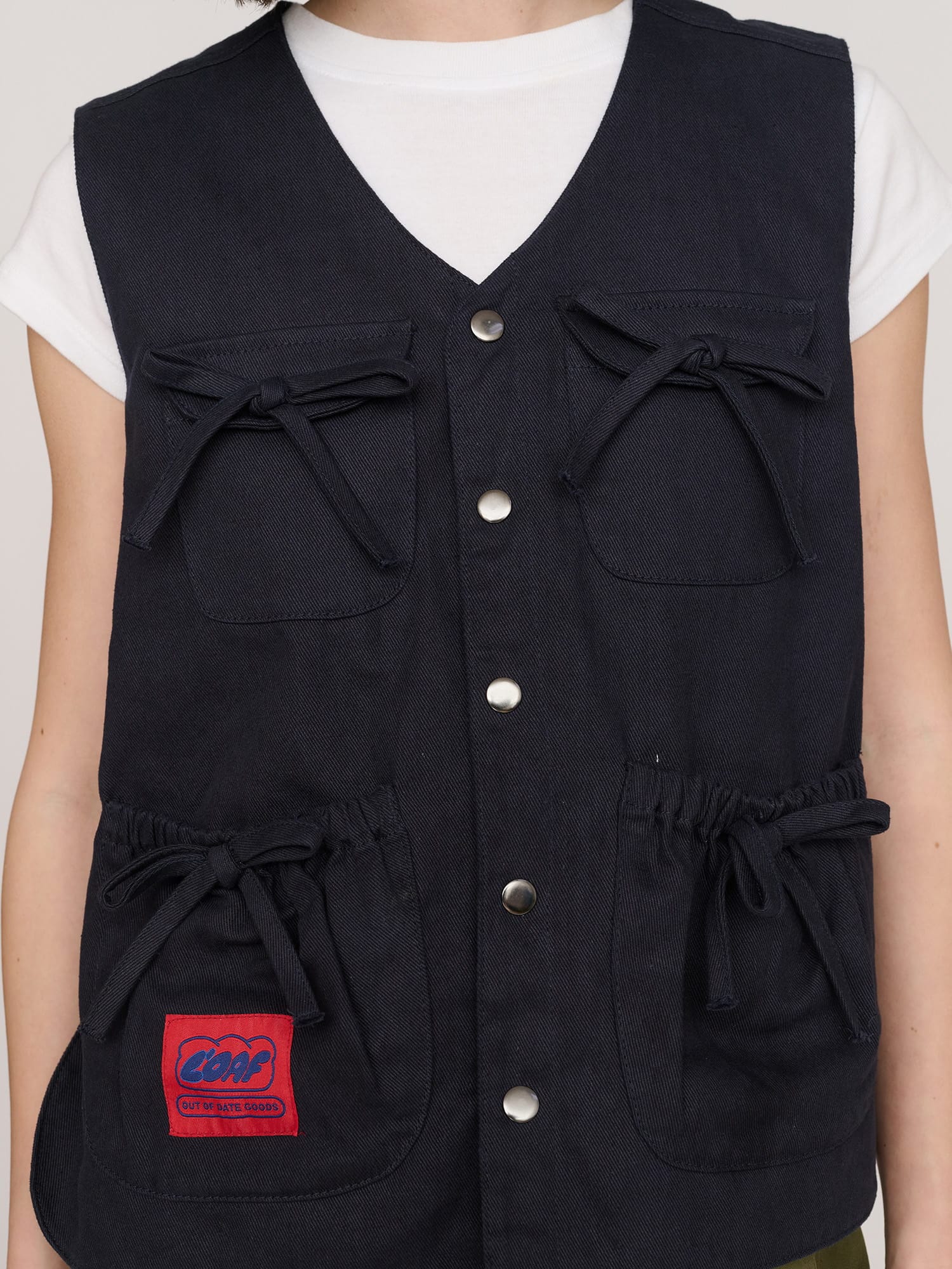 Lazy Oaf Bow Pocket Navy Gilet