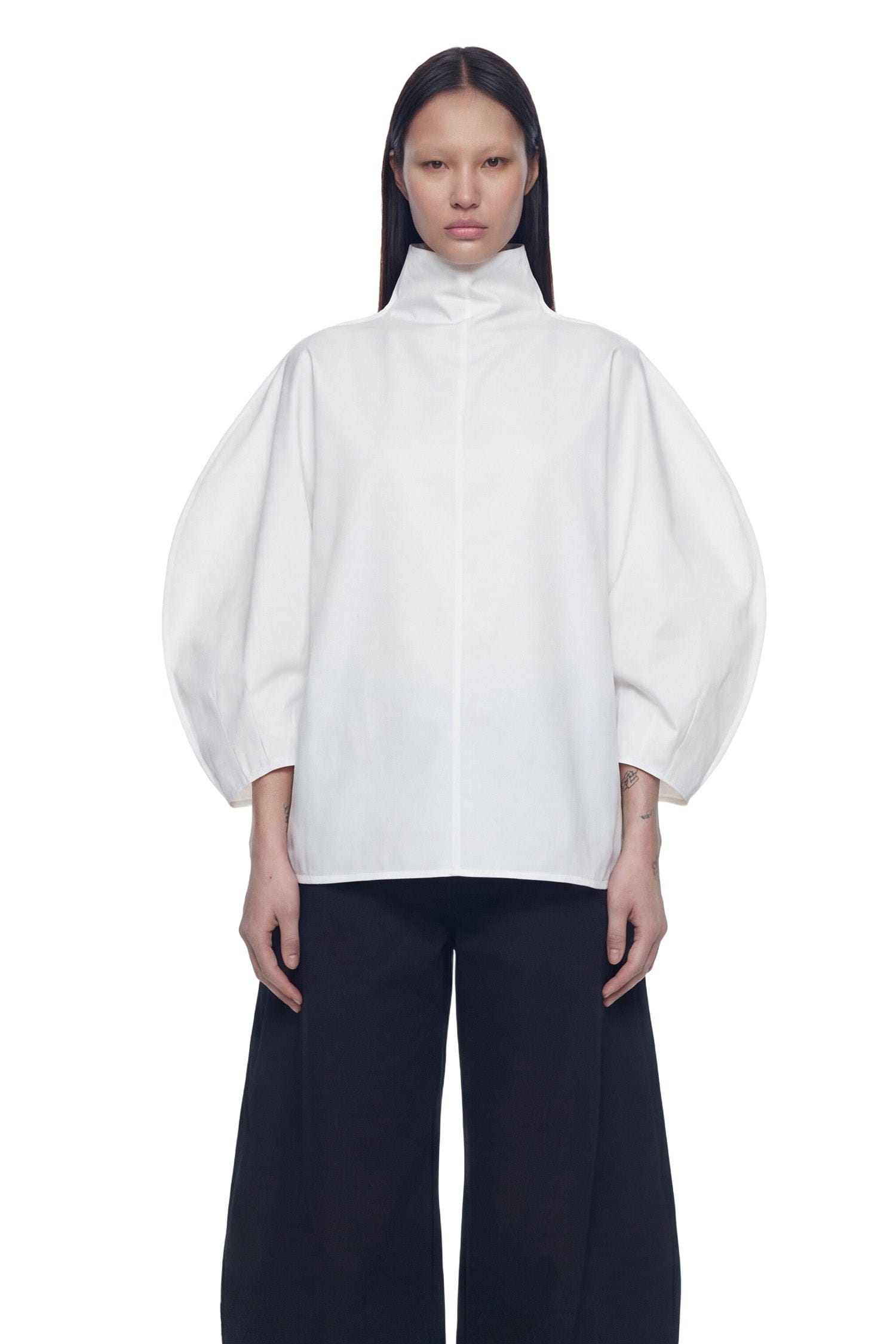 NVL GARDE Balloon Sleeve High - Neck Top