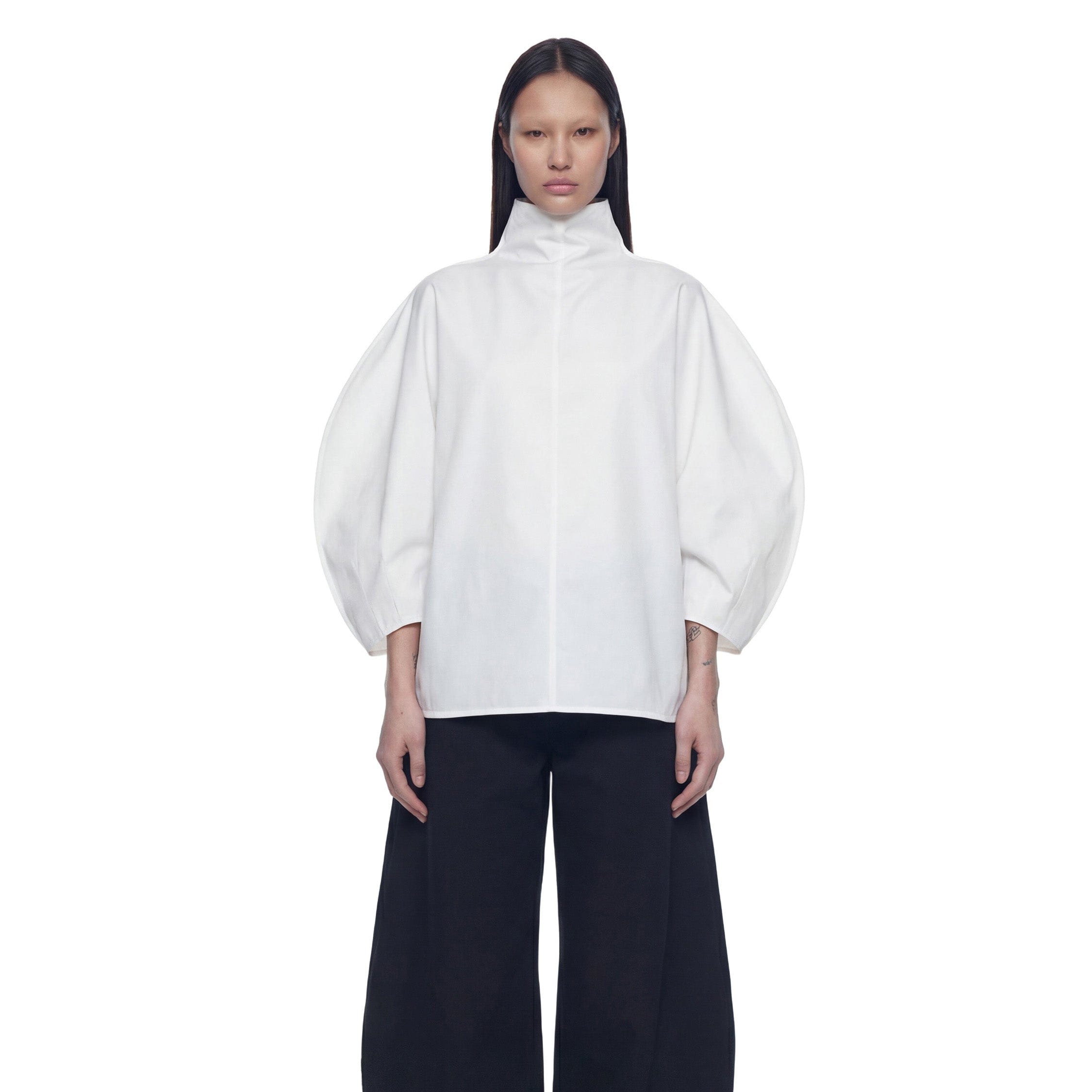 NVL GARDE Balloon Sleeve High - Neck Top