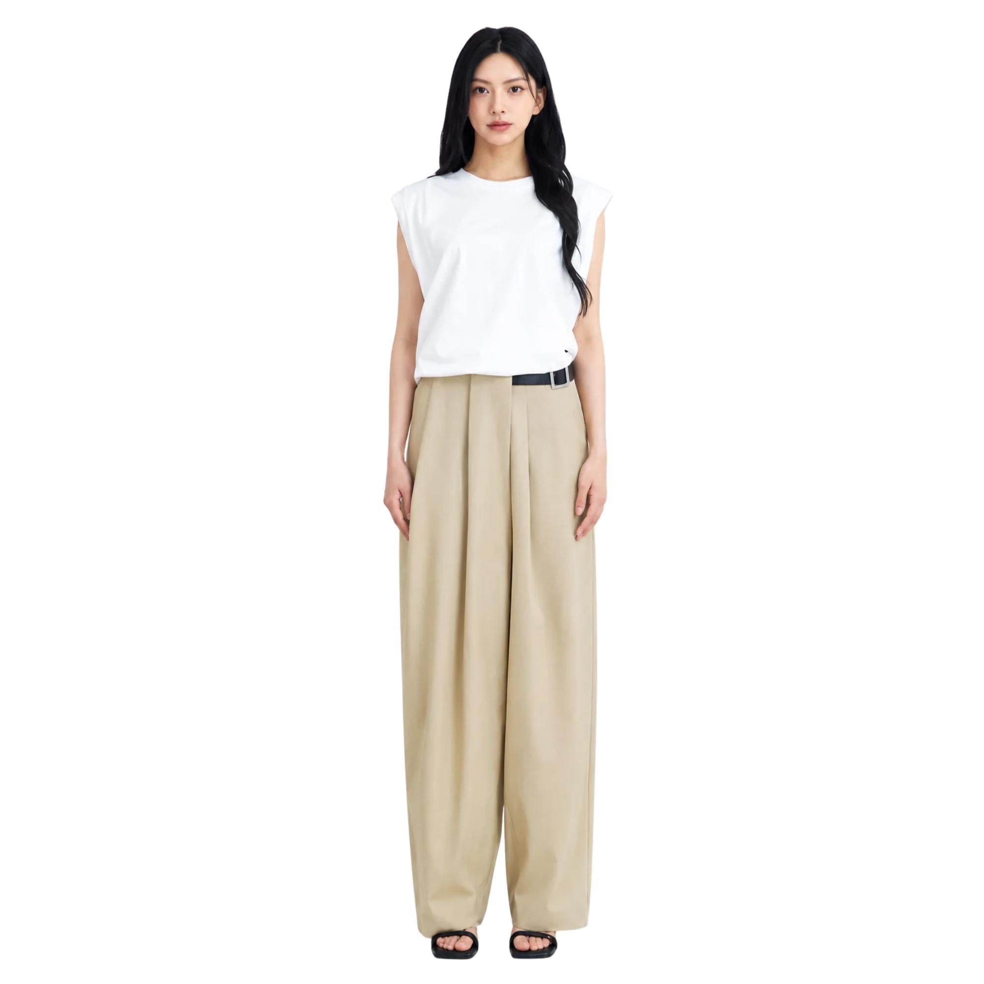 K-Fashion PLEATED WIDE - LEG TAILORED TROUSERS (بنطلون) BUKCHON