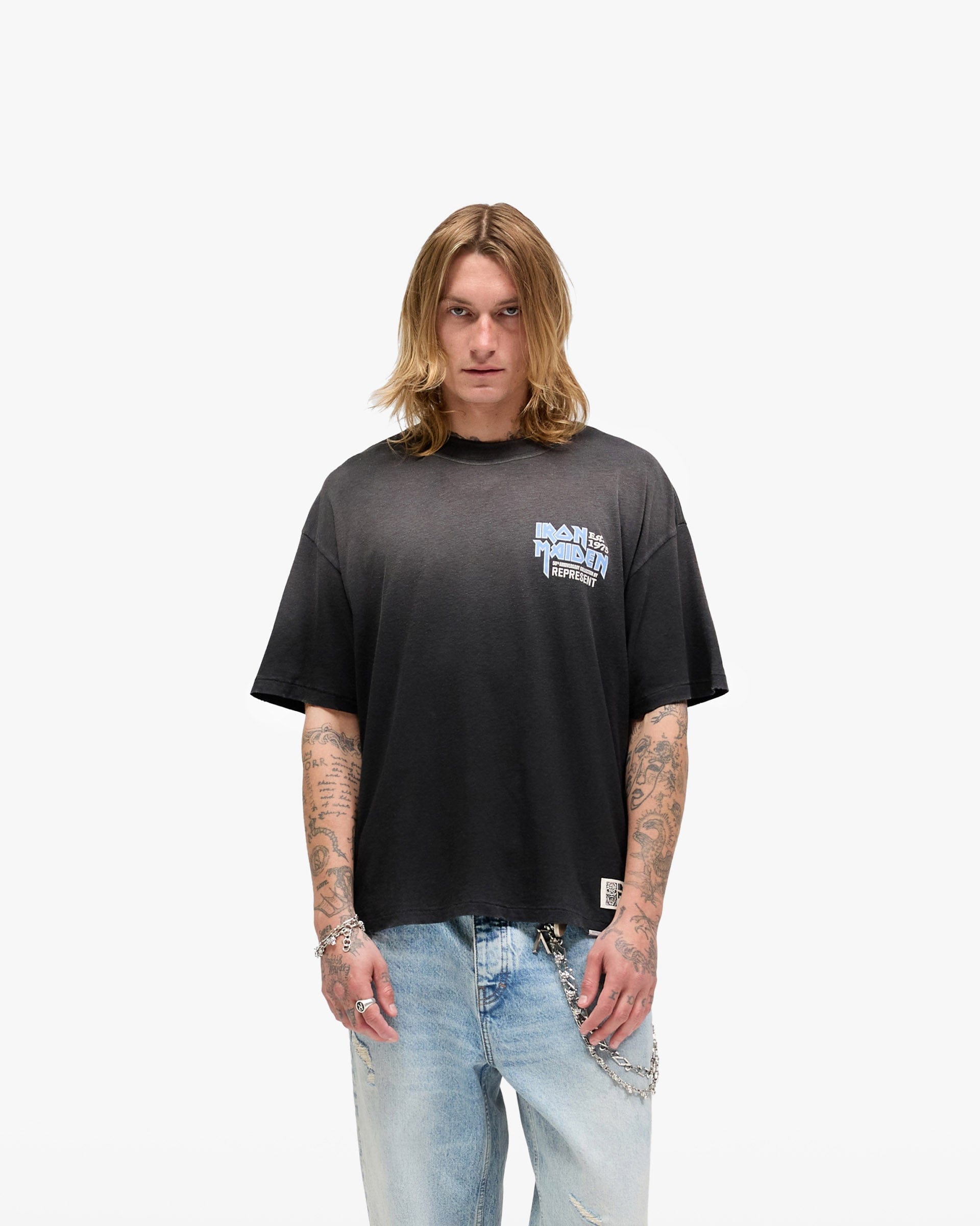 Exclusives Represent x Iron Maiden Anniversary T - Shirt - Stained Black