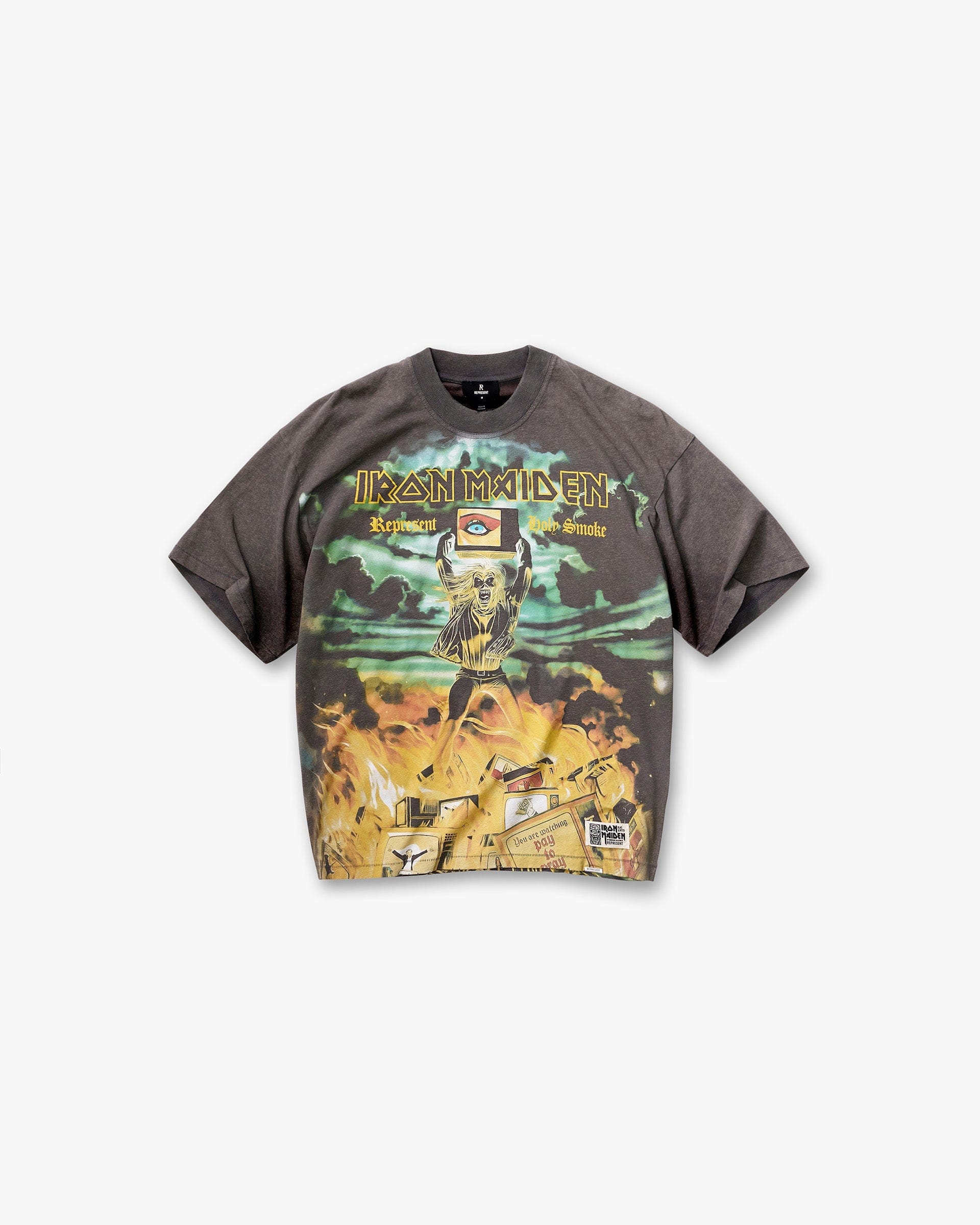 Exclusives Represent x Iron Maiden Holy Smoke T - Shirt - Sunfade Grey