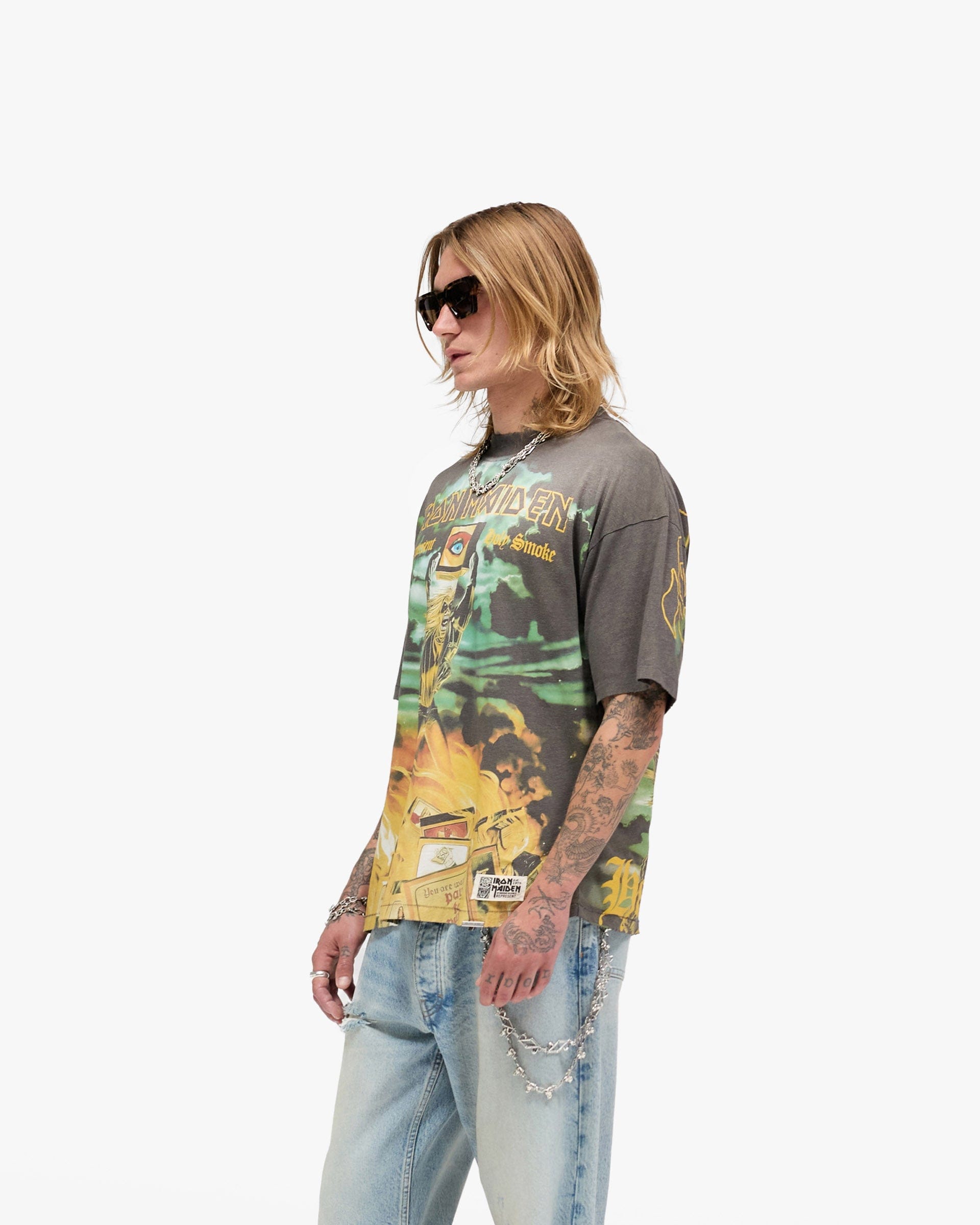 Exclusives Represent x Iron Maiden Holy Smoke T - Shirt - Sunfade Grey